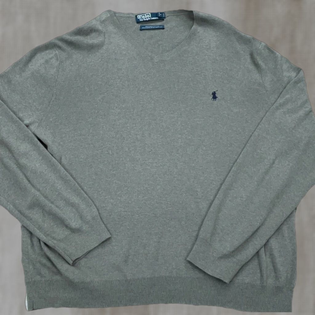 Polo Ralph Lauren VINTAGE Polo Ralph Lauren Sweater Shirt XL Gray Striped Knit Pullover Men XL Gray Polo Logo 90s Theme Mens Size US XL / EU 56 / 4 - 1 Thumbnail