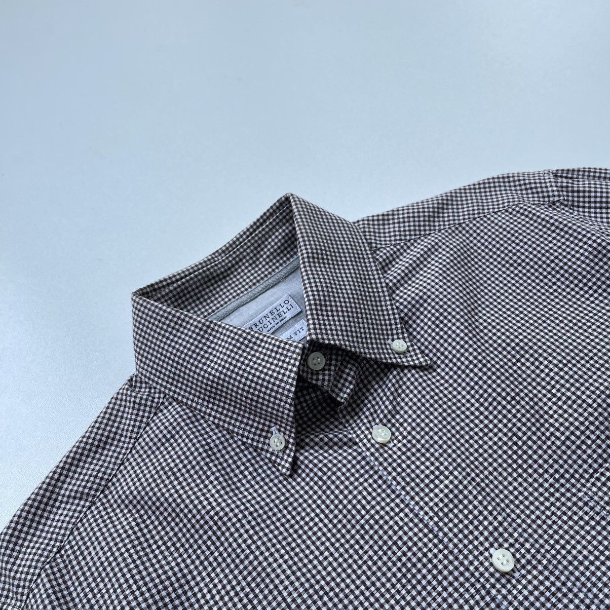 Brunello Cucinelli Brunello Cucinelli Slim Fit Cotton Checked Button Ups Shirt Size US S / EU 44-46 / 1 - 7 Thumbnail