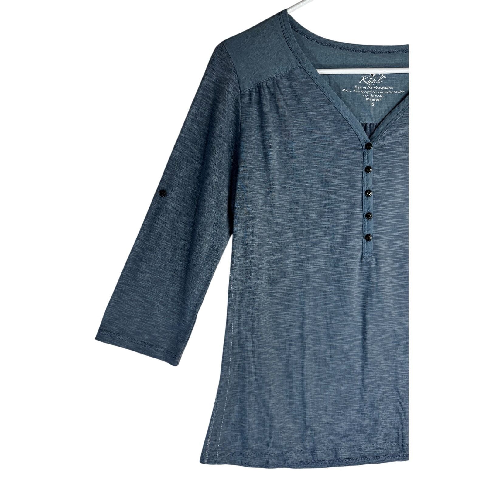 Kuhl Kuhl Shasta 3/4 Henley Shirt Women's Stonewash Blue size S Size S / US 4 / IT 40 - 2 Thumbnail