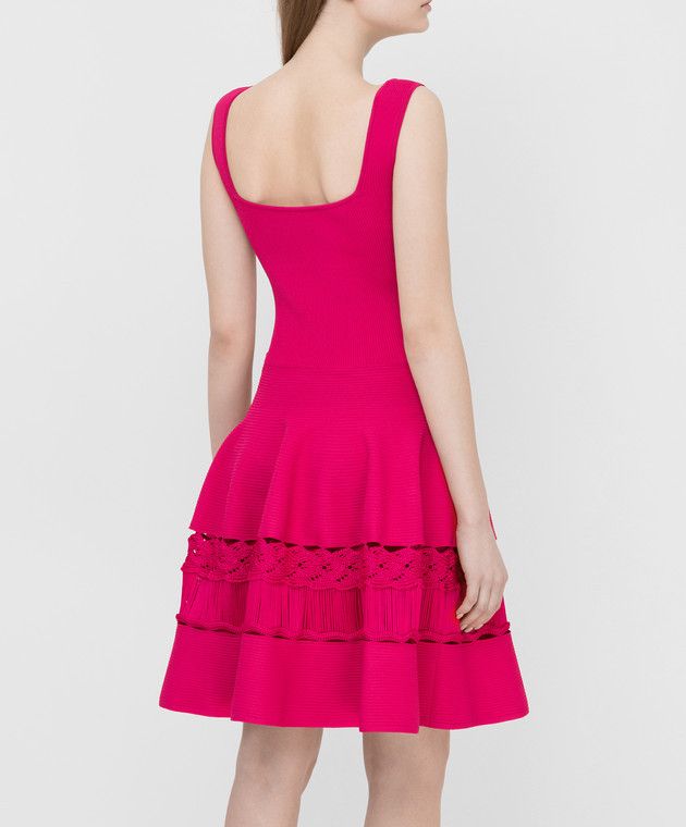 Alexander McQueen o1y0325 Mini Dress in Fuchsia Size S / US 4 / IT 40 - 4 Thumbnail