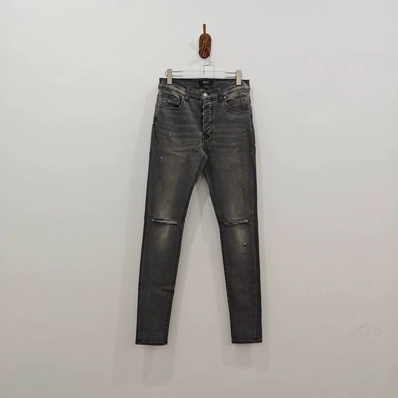 Amiri Amiri Gray knife-cut ripped jeans Size US 32 / EU 48 - 1 Thumbnail