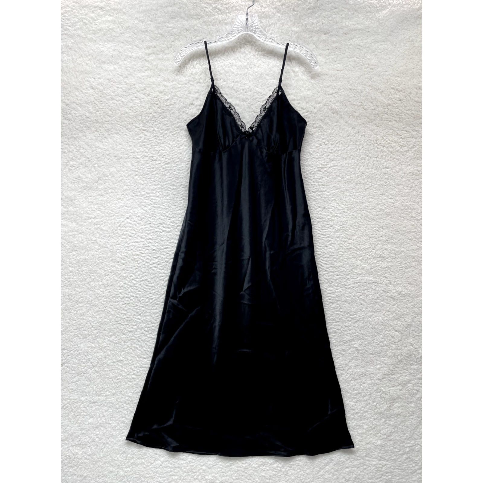 Vintage VINTAGE Y2K Maxi Slip Dress Nightgown Satin Black Edwardian Victorian M Adults Mens Womens Girls Size M / US 6-8 / IT 42-44 - 2 Thumbnail