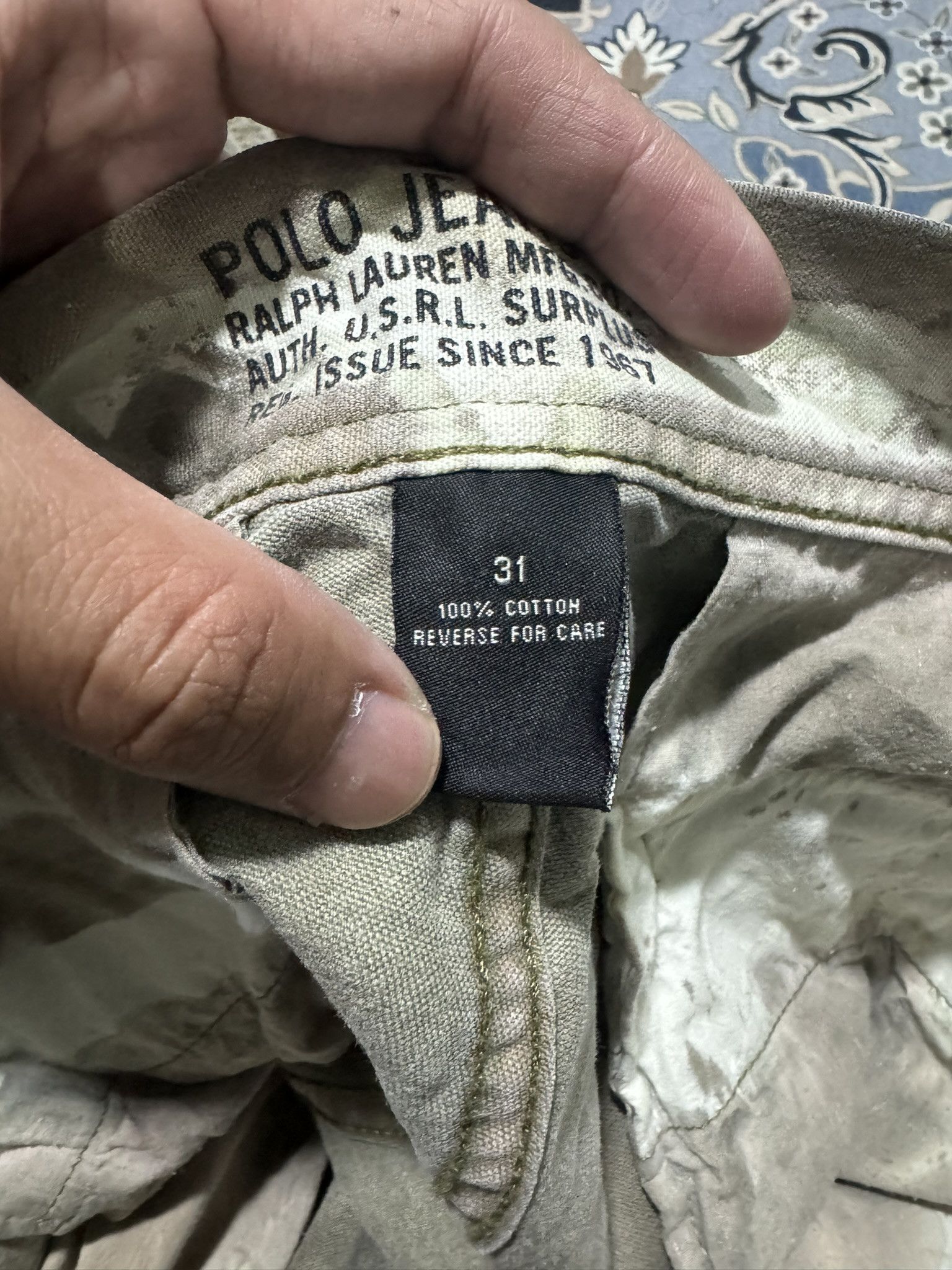Beauty Beast × Polo Ralph Lauren × RRL Ralph Lauren Polo Ralph Lauren Military US Army Acid Wash Cargo Pants Size US 31 - 8 Thumbnail