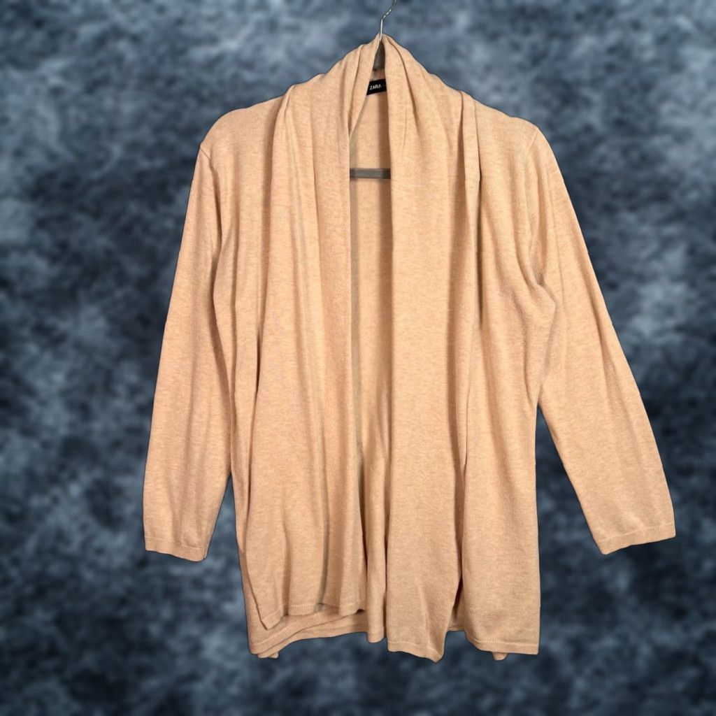 Zara Zara Cardigan Womens Knit Beige Open Front Tie Waist Size M Sweater Style Open Casual Season Spring Winter Fall B Size M / US 6-8 / IT 42-44 - 1 Thumbnail
