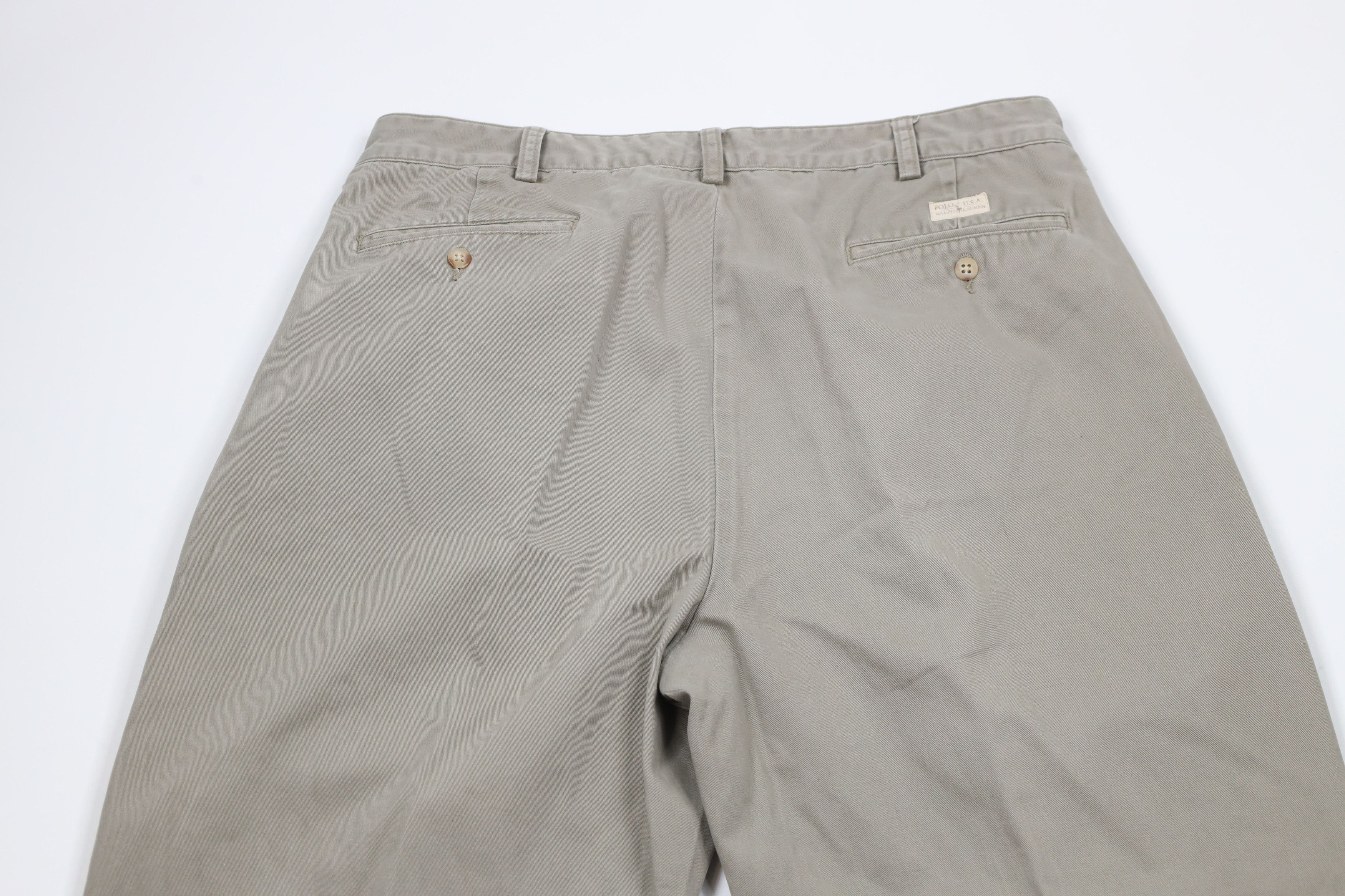 Ralph Lauren × Vintage Vintage 90s Ralph Lauren Wide Leg Chino Pants Green Gray Size US 34 / EU 50 - 11 Thumbnail
