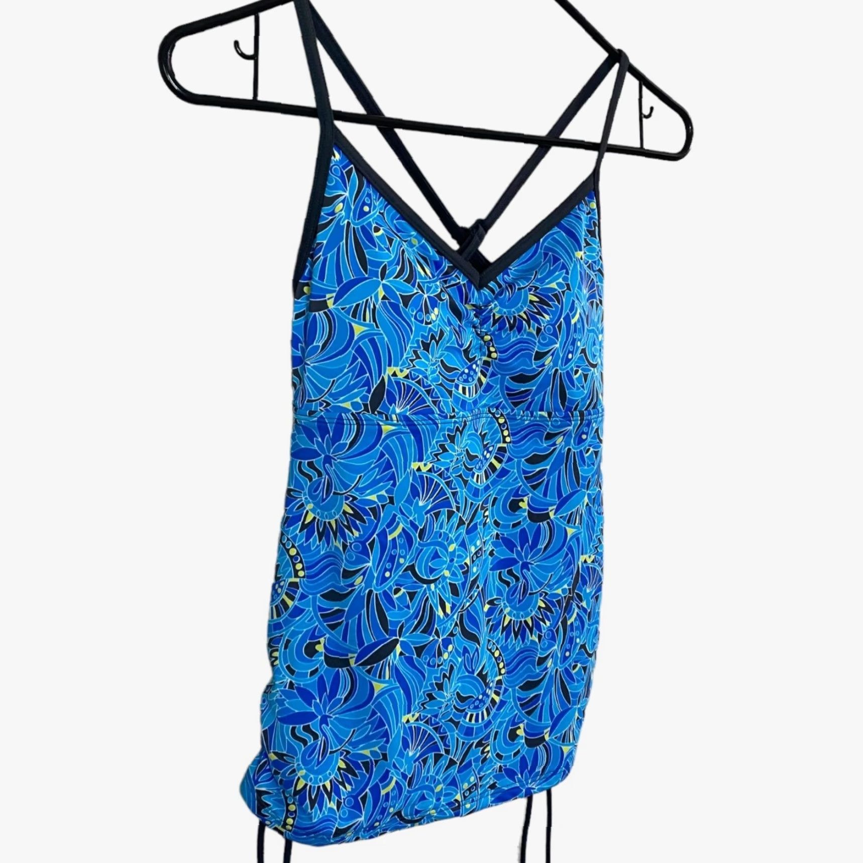 Vintage L.L. Bean Tankini Top Women Adult Size 4 Blue Floral UPF-50 Beach Swim Top Womens Size S / US 4 / IT 40 - 4 Thumbnail