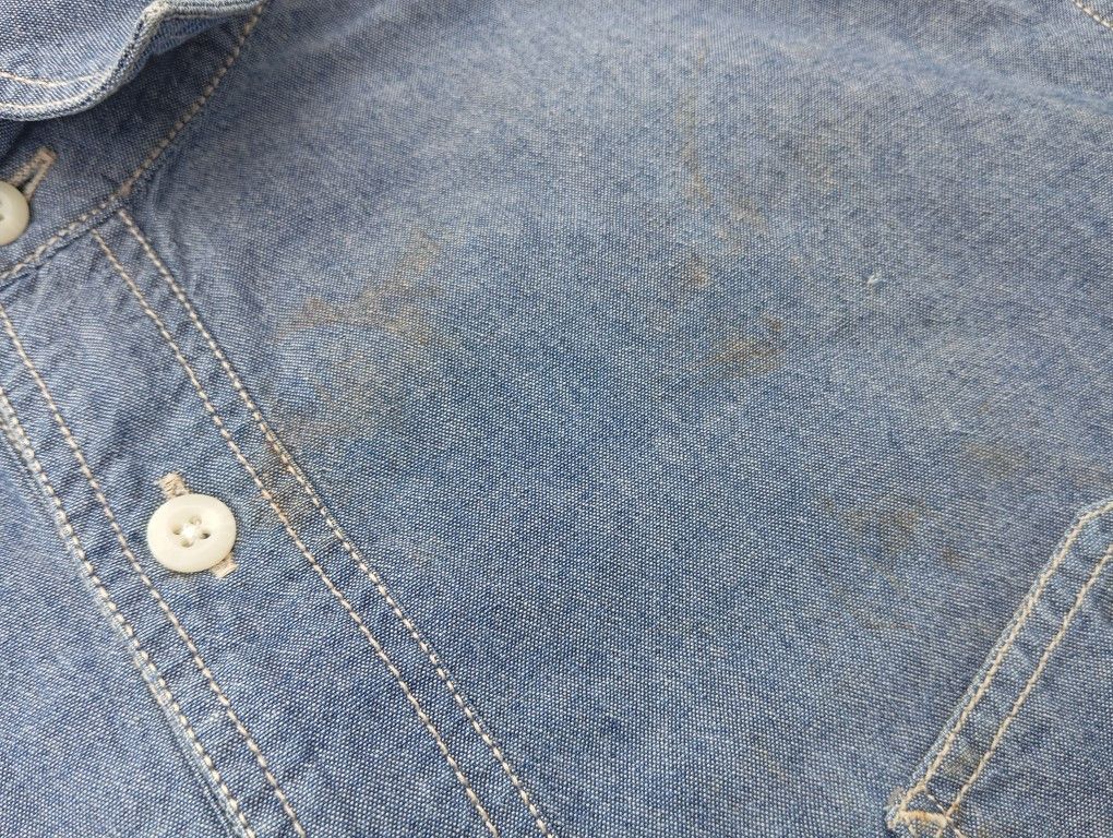Japanese Brand Chambray Indigo & Double Pocket shirt 🎌 Size US L / EU 52-54 / 3 - 6 Thumbnail