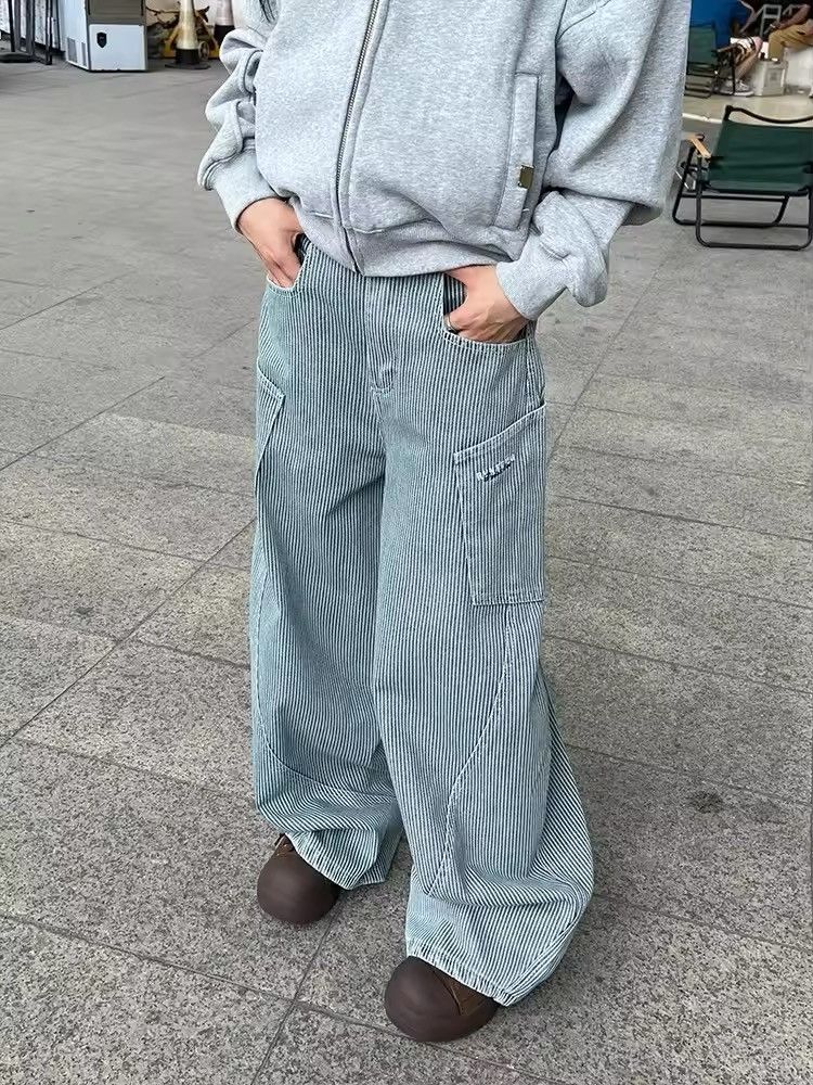 Japanese Brand × Jean Retro Striped Oversize Baggy Unisex Jean Size US 26 / EU 42 - 2 Thumbnail