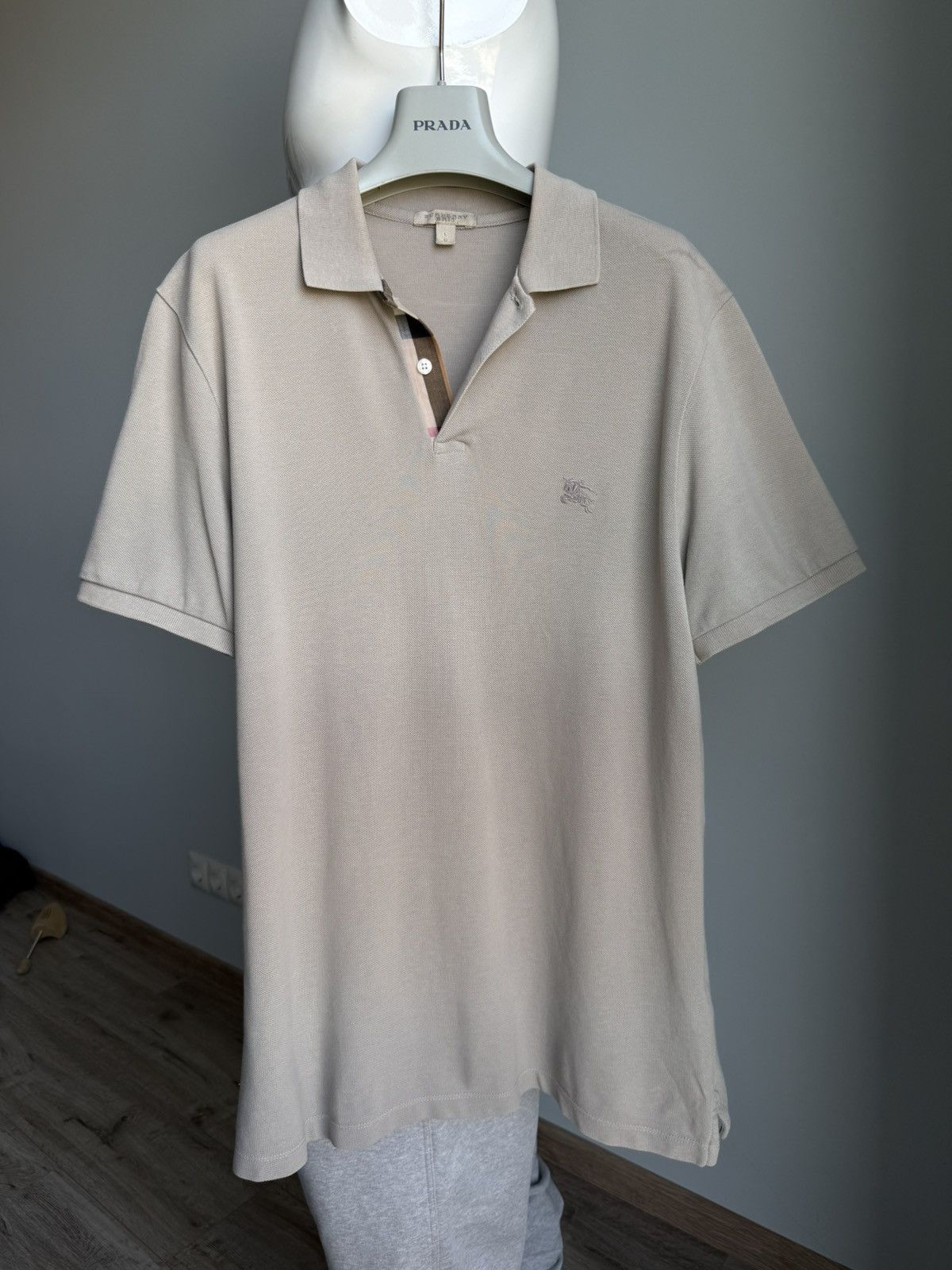 Burberry Burberry Label Men Embroidery Logo Polo Tee Gray Size US L / EU 52-54 / 3 - 5 Thumbnail