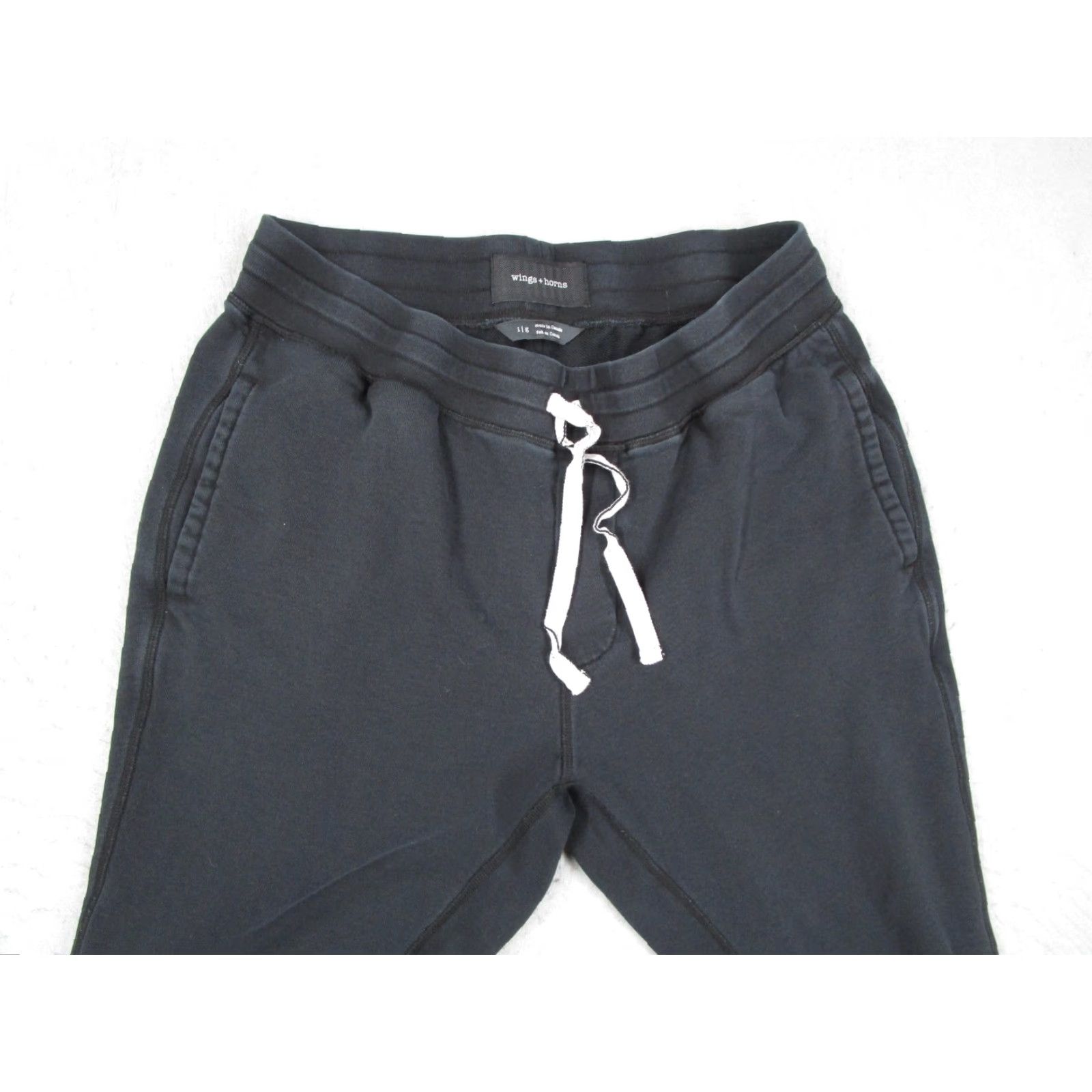 Vintage WINGS+HORNS Black Pima Cotton Jogger Sweatpants Mens Large Drawstring Activewear Size US 33 - 2 Thumbnail