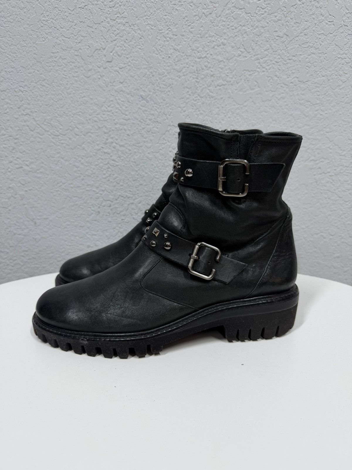 A.S.98 AS 98 Vibe Artisan Black Leather Side Zip Ankle Biker Boots Size US 8 / EU 41 - 7 Thumbnail