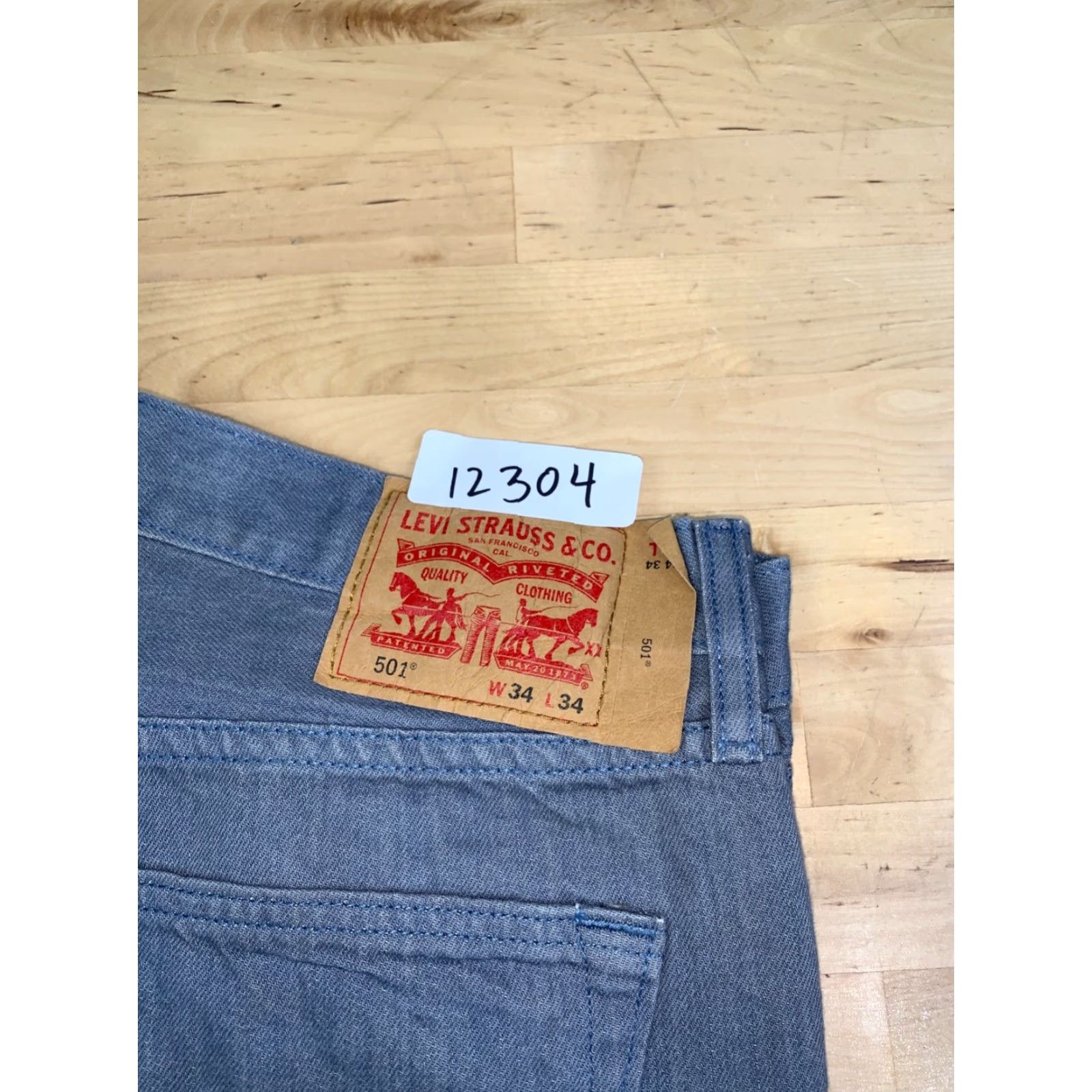 Levi's Levis 501 Jeans Mens 34x34 Denim Blue Gray Straight Button Fly 12304 Vintage No Size US 34 / EU 50 - 2 Thumbnail
