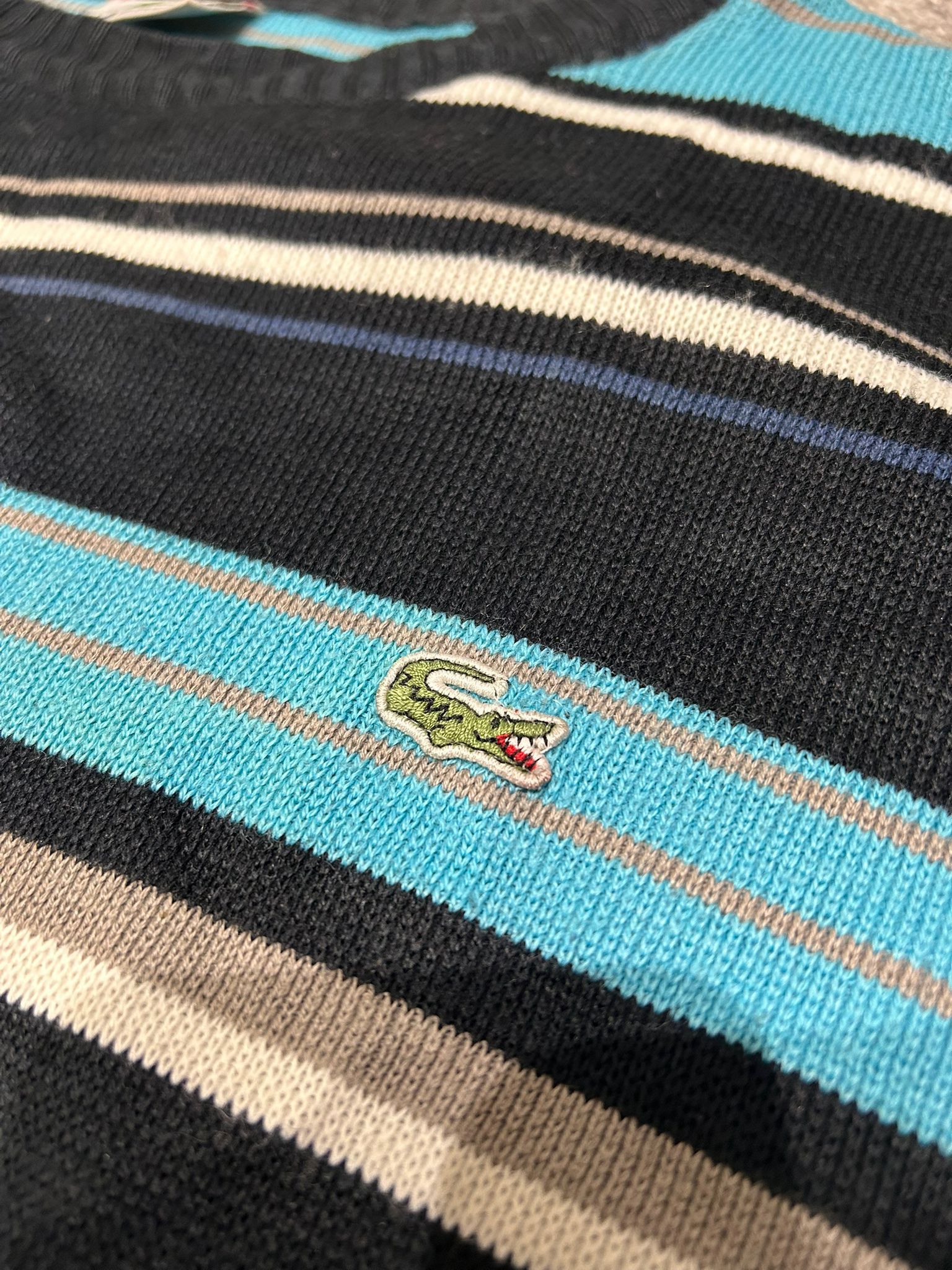 Lacoste Vintage Lacoste Striped Knit – Medium – Blue Turquoise Size US M / EU 48-50 / 2 - 5 Thumbnail