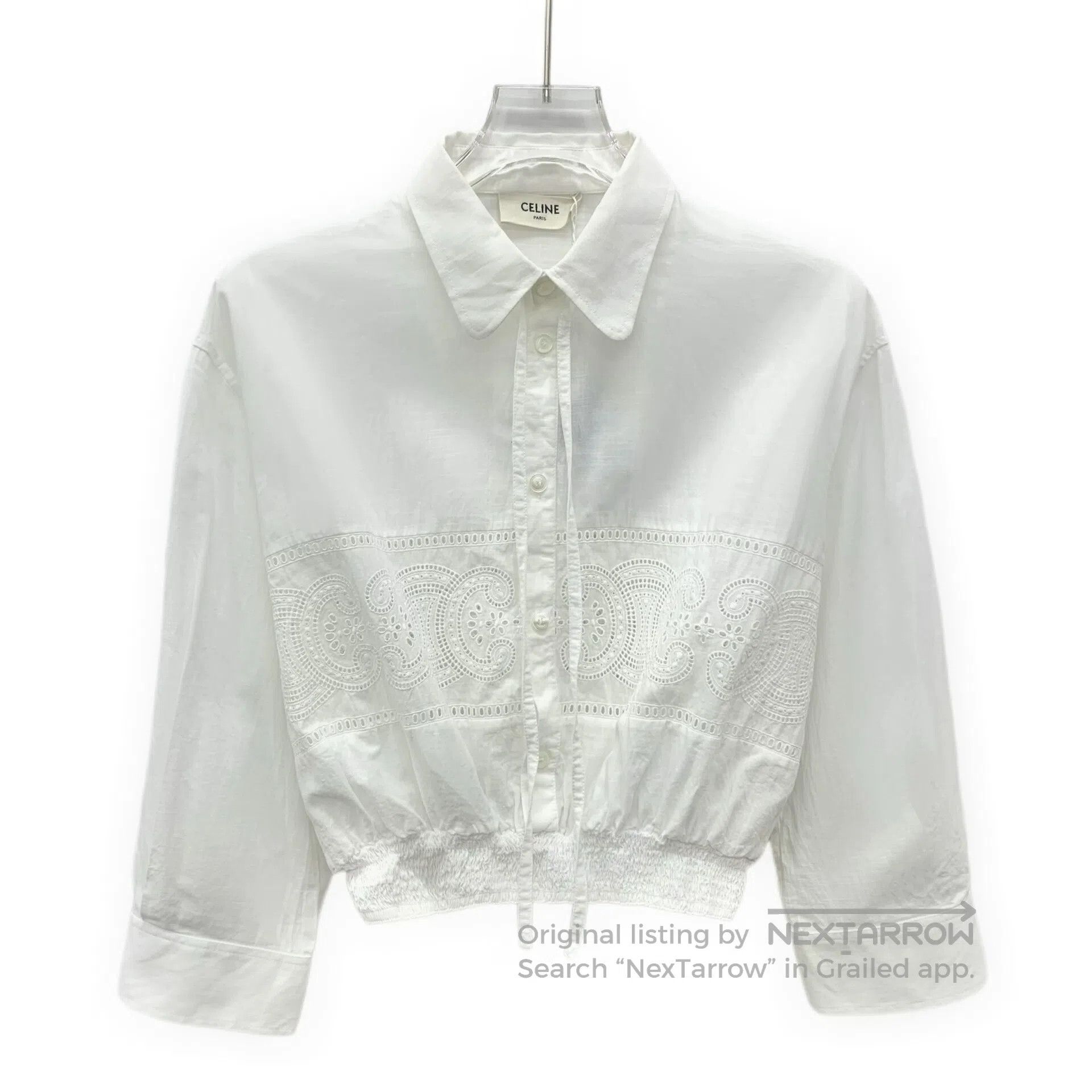 Celine CELINE White Triumph Arch Embroidered Cotton Reversible Co Size XS / US 0-2 / IT 36-38 - 1 Thumbnail