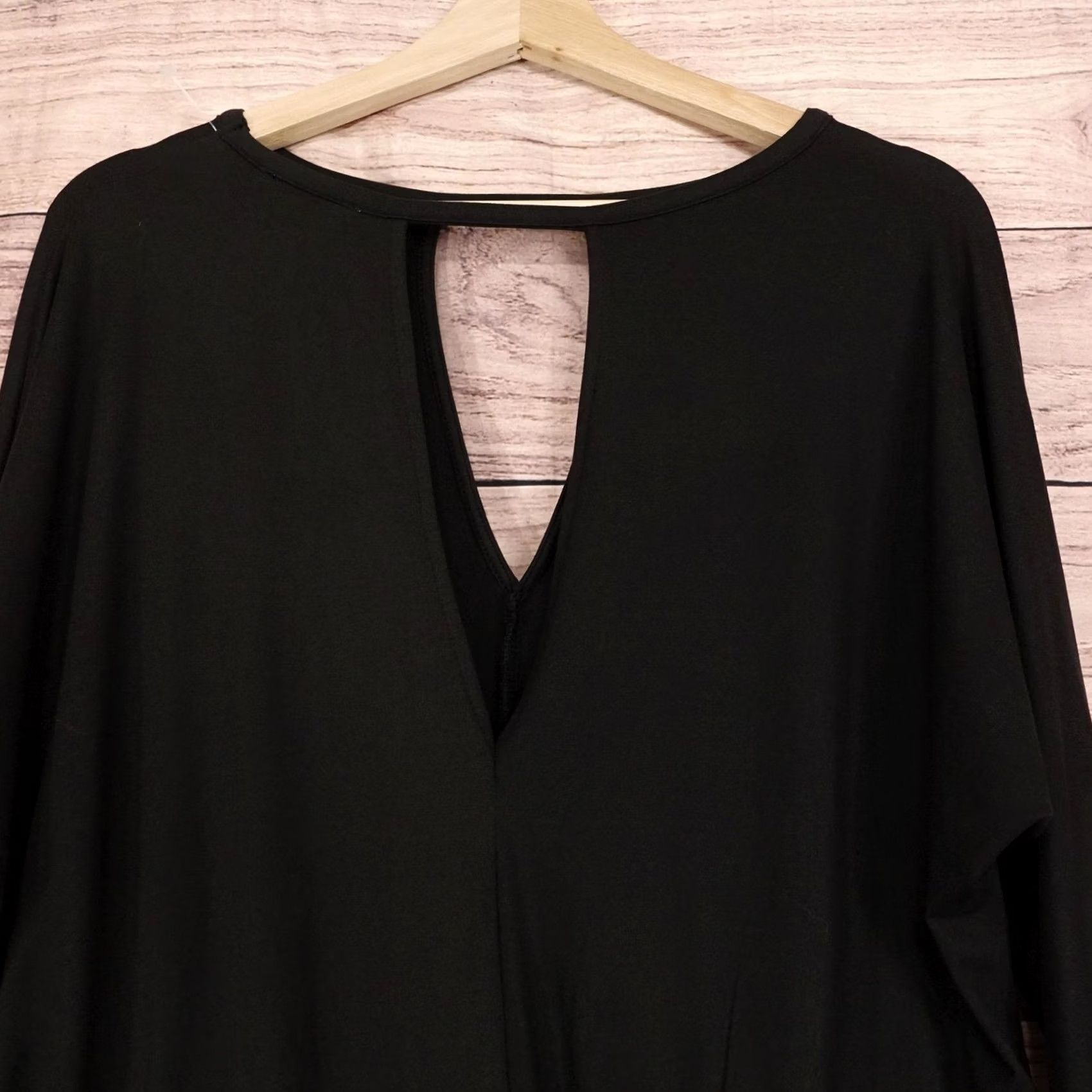 Vintage Maurices Blouse Womens L Black Long Sleeve Open Back Strap Detail Top Size L / US 10 / IT 46 - 4 Thumbnail