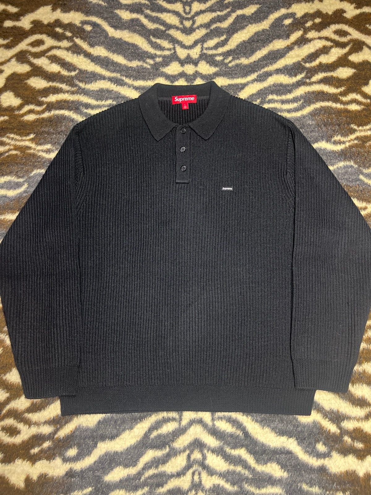 Pre-owned Supreme Small Box Logo Collared Sweater In Black