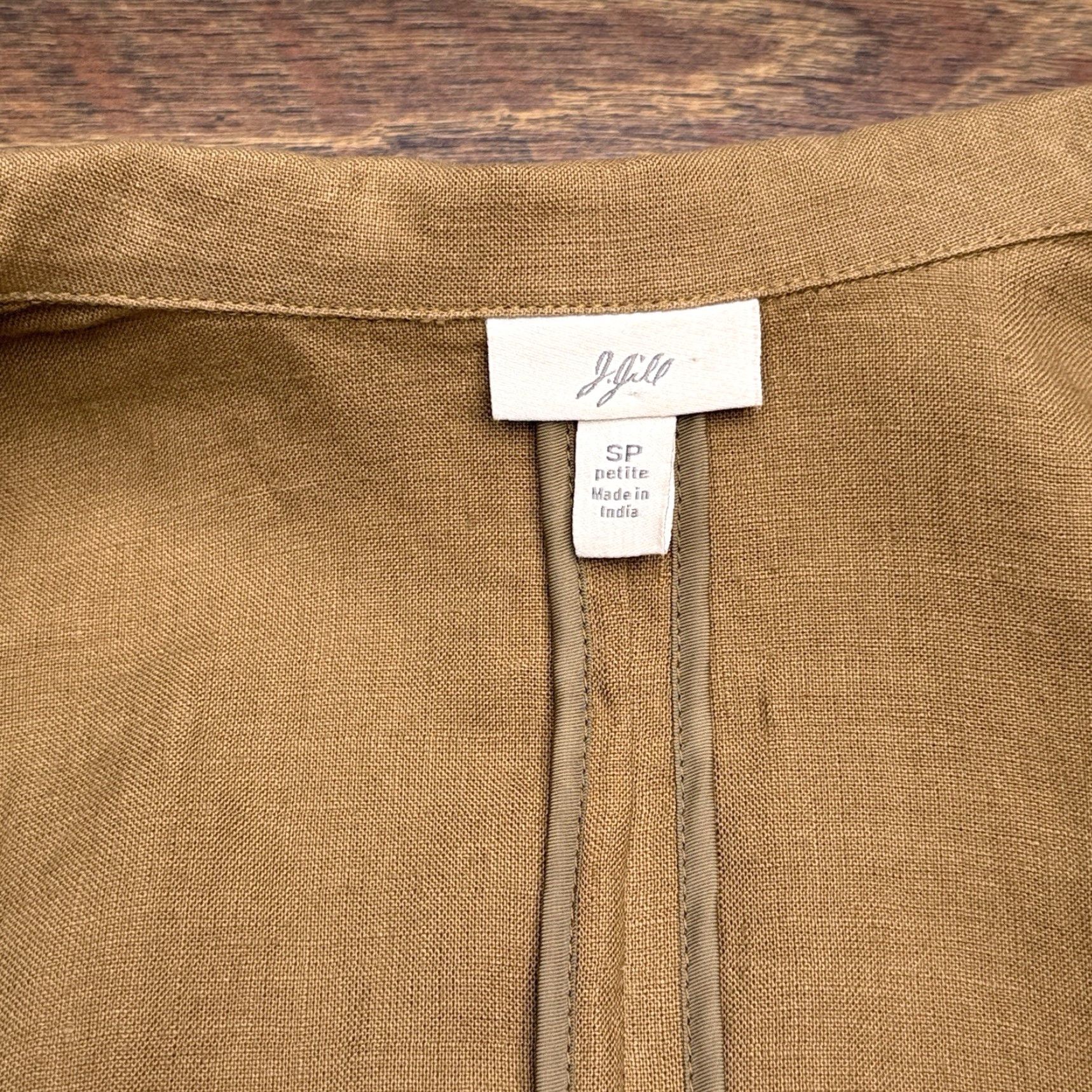 J. Jill J. Jill Blazer Jacket Linen Tan Brown Solid Mid-Length Long Sleeve Button Front Casual Workwear Size S / US 4 / IT 40 - 4 Thumbnail