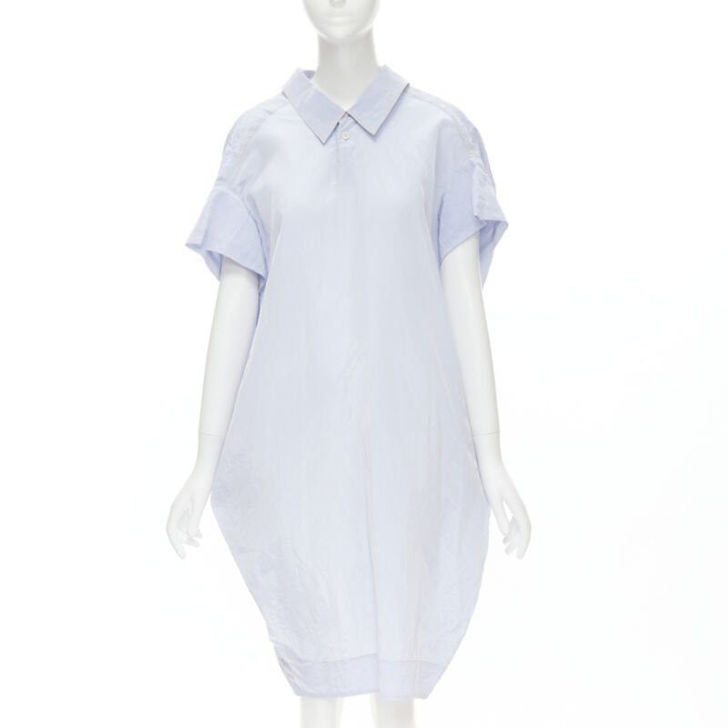 Marni MARNI light blue yellow overstitching crinkled viscose round boxy dress IT38 XS Size XS / US 0-2 / IT 36-38 - 1 Thumbnail