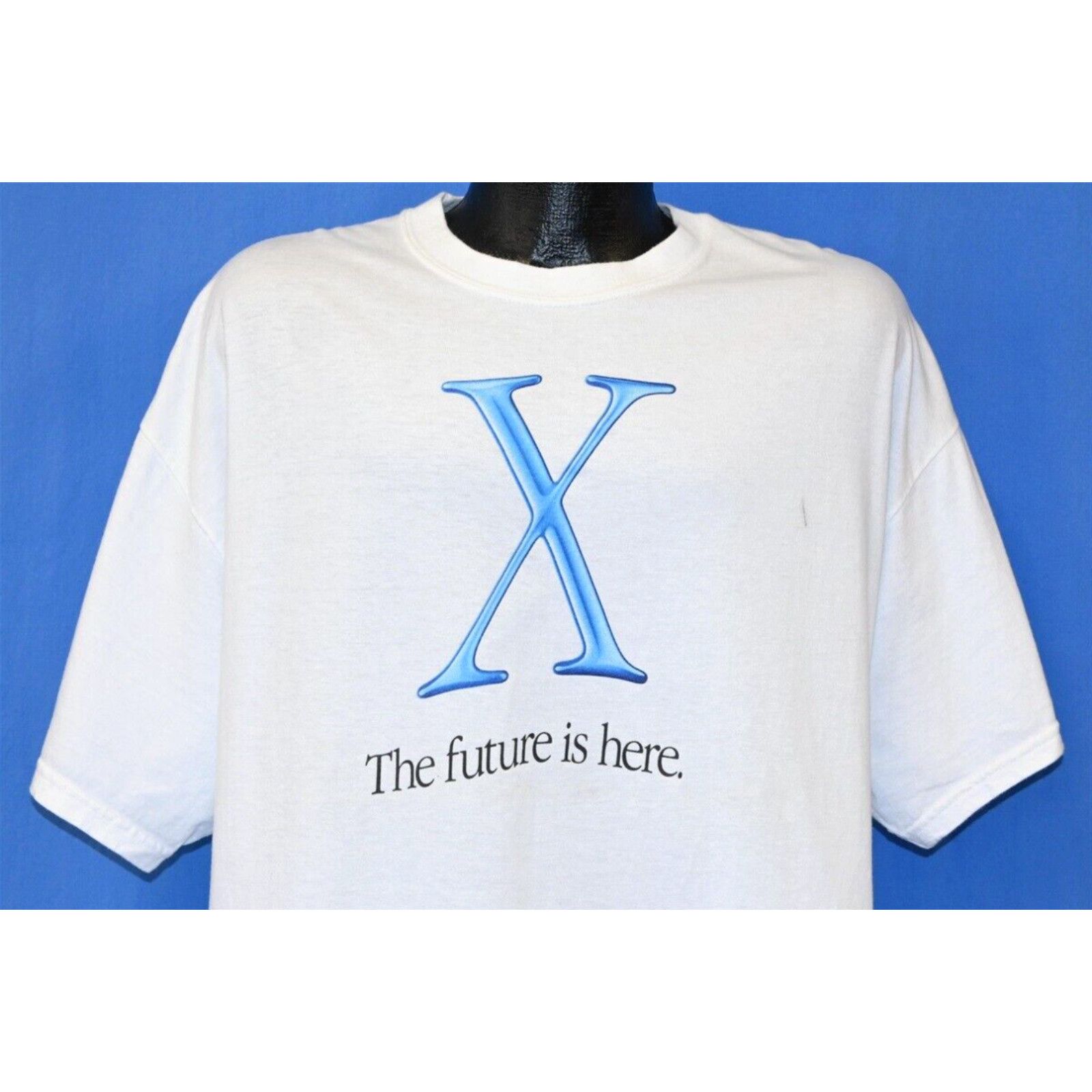 image of Hanes Vintage Y2K Mac Osx Future Is Here 03-24-2001 Think Different Apple T-Shirt XL in White, Men'