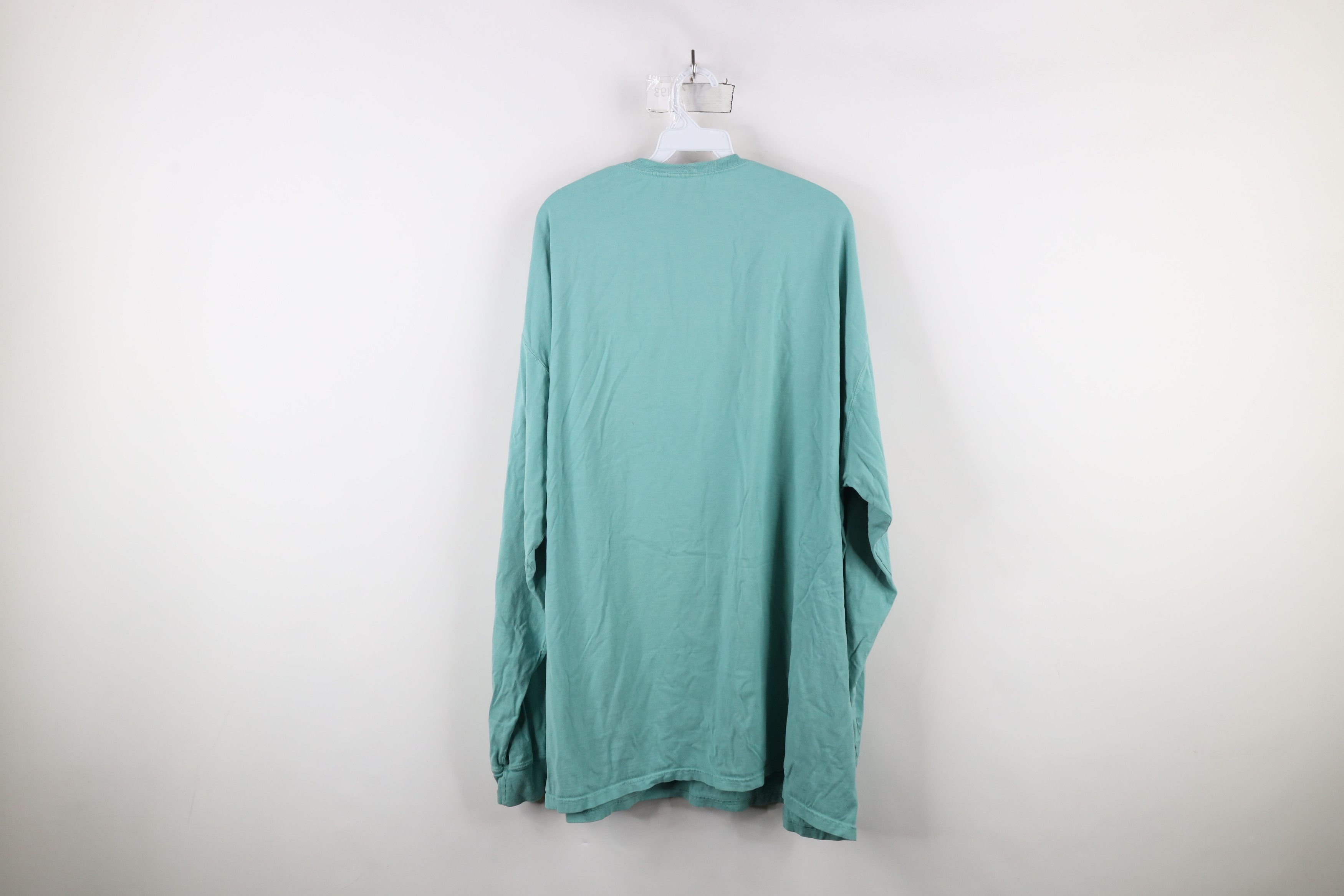 Vintage Vintage 90s Streetwear Blank Long Sleeve T-Shirt Teal Cotton Size US XXL / EU 58 / 5 - 9 Thumbnail