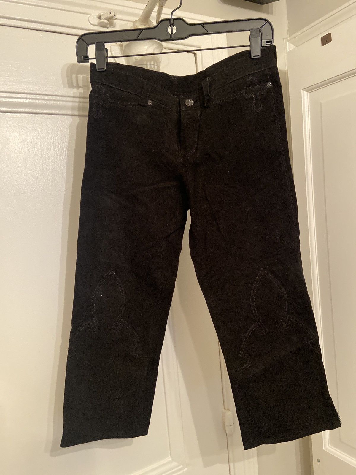 Chrome Hearts Black Chrome Hearts cropped suede jeans Size 27" / US 4 / IT 40 - 1 Thumbnail