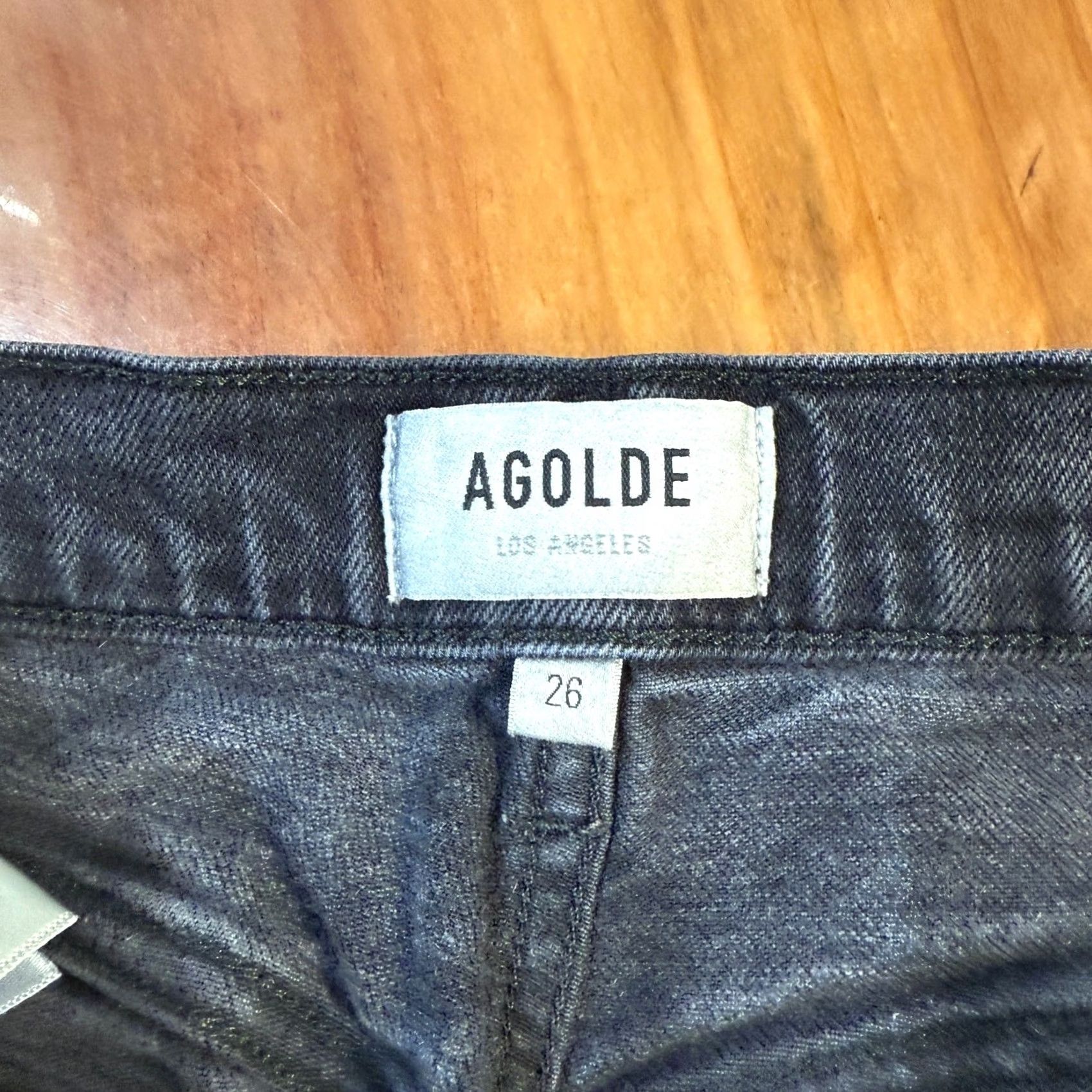 Agolde AGOLDE Jeans Riley 26 High Rise Straight Raw hem Denim Button Fly Black 90s Womens Jeans Size 26" / US 2 / IT 38 - 5 Thumbnail