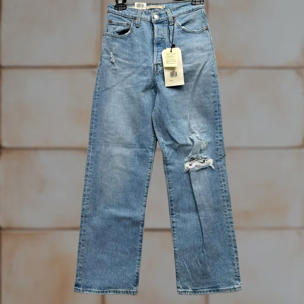 Levi's Levi's Jeans Women 26x27 Distressed Light Blue Ankle High Rise Ribcage Straight NWT Size 26" / US 2 / IT 38 - 1 Thumbnail
