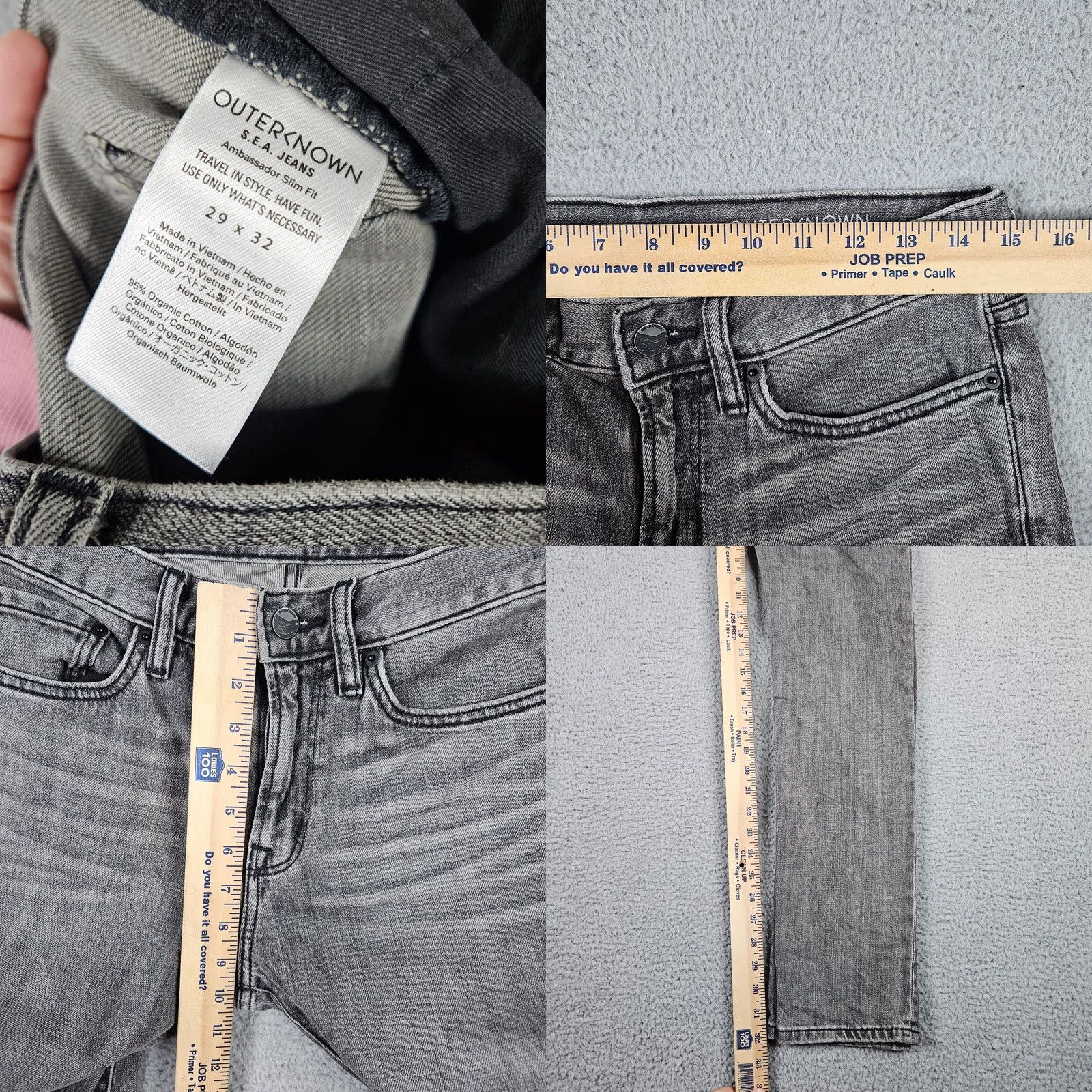 Outerknown OUTERNOWN Jeans Slim Dark Gray Denim 29X32 Men’s Regular Size 29 Slim Fit Casual City Vintage No N/A Size 29" - 8 Thumbnail