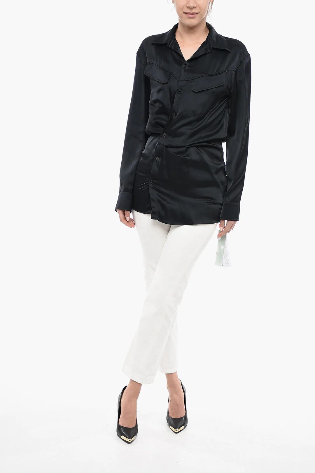 Off-White og1mm0426 Satin Shirt in Black Size M / US 6-8 / IT 42-44 - 4 Thumbnail