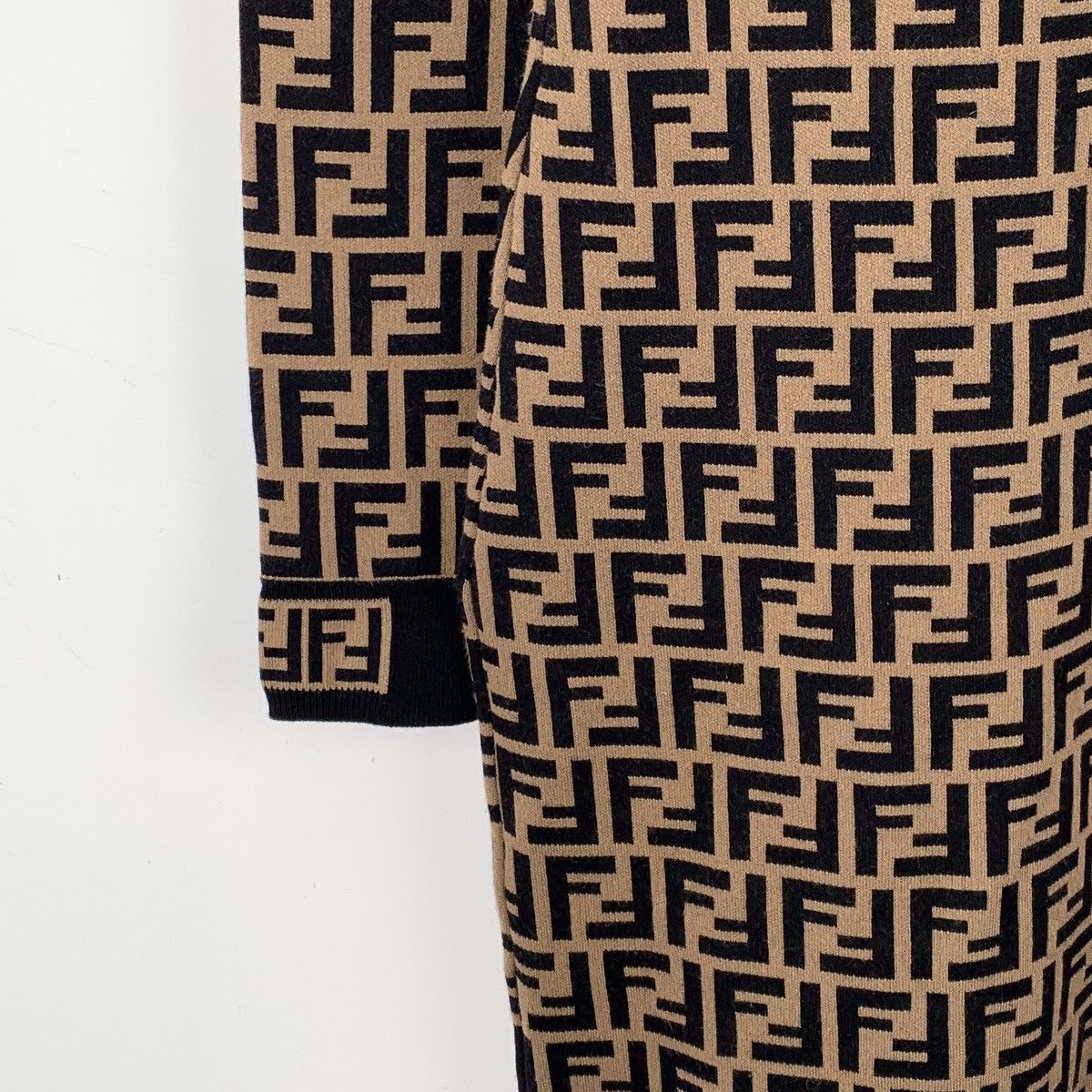 Fendi Fendi Dark Brown FF Monogram Long Sleeve Knit Dress K26WX Size M / US 6-8 / IT 42-44 - 4 Thumbnail