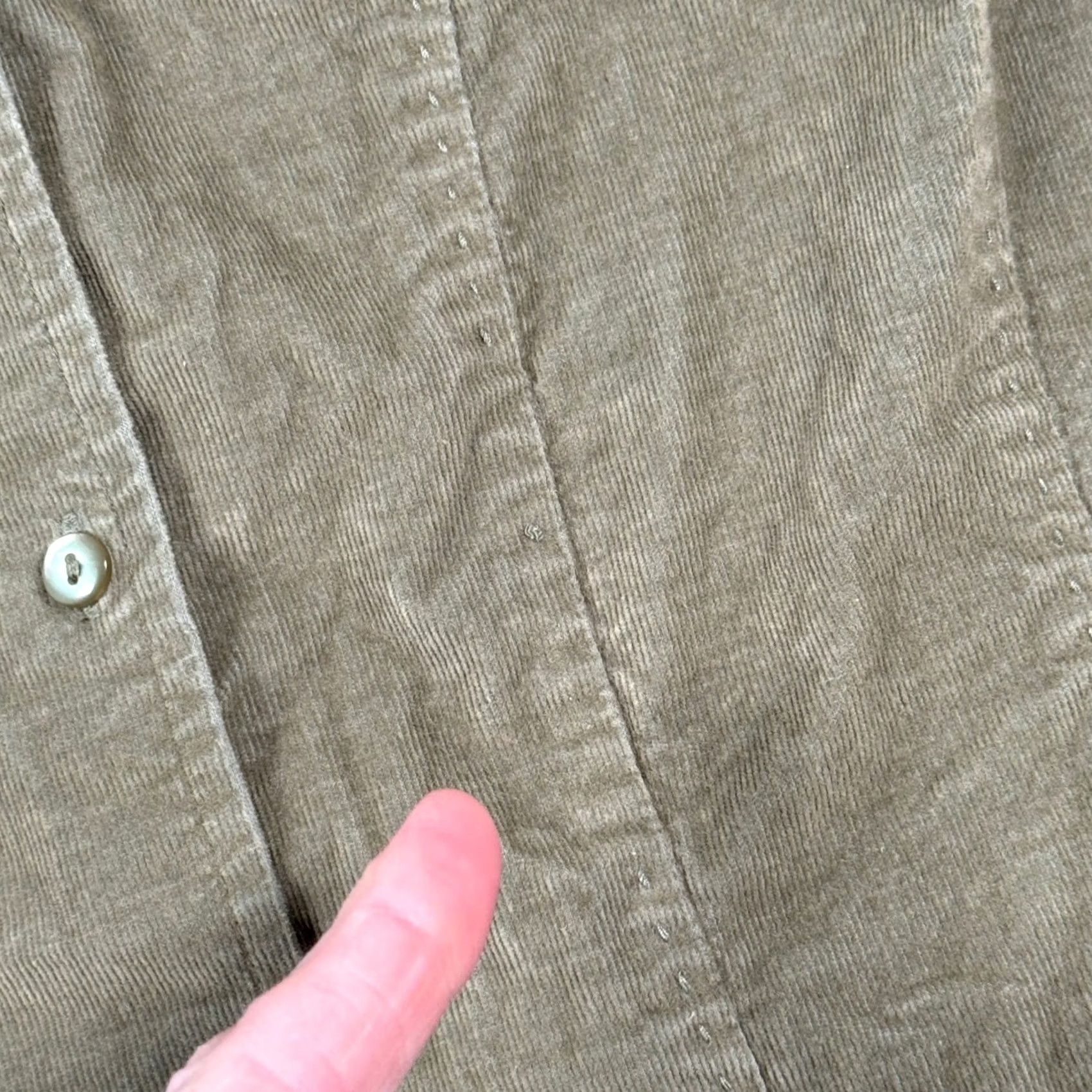 Talbots Talbots Petites Corduroy Button Up Shirt LS Women M Green Fall Workwear Basic Stretch Size M / US 6-8 / IT 42-44 - 6 Thumbnail