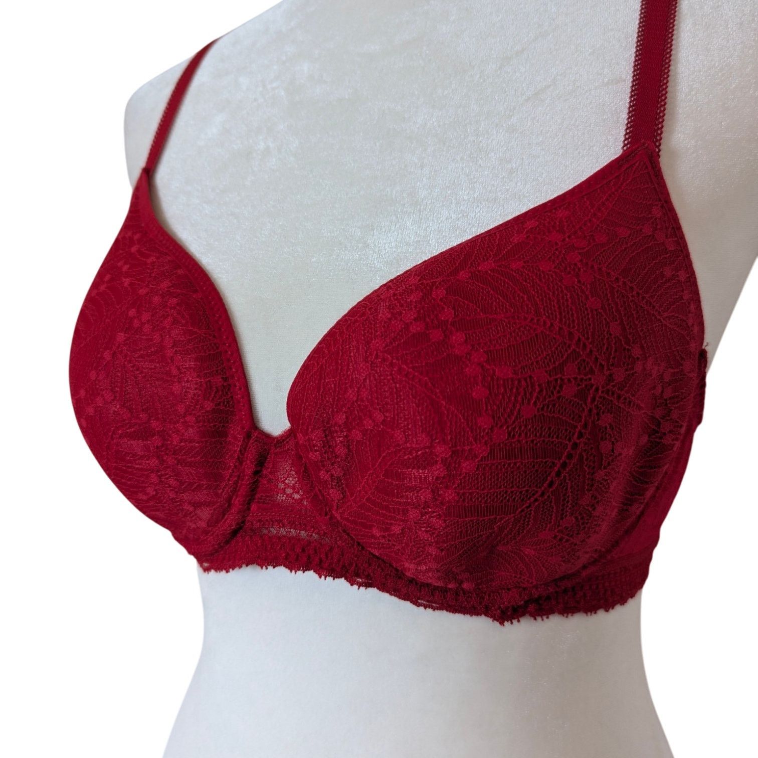 Other Simone Perele Comete 3D Plunge Ruby Red Lace Bra 32C Size ONE SIZE - 5 Thumbnail