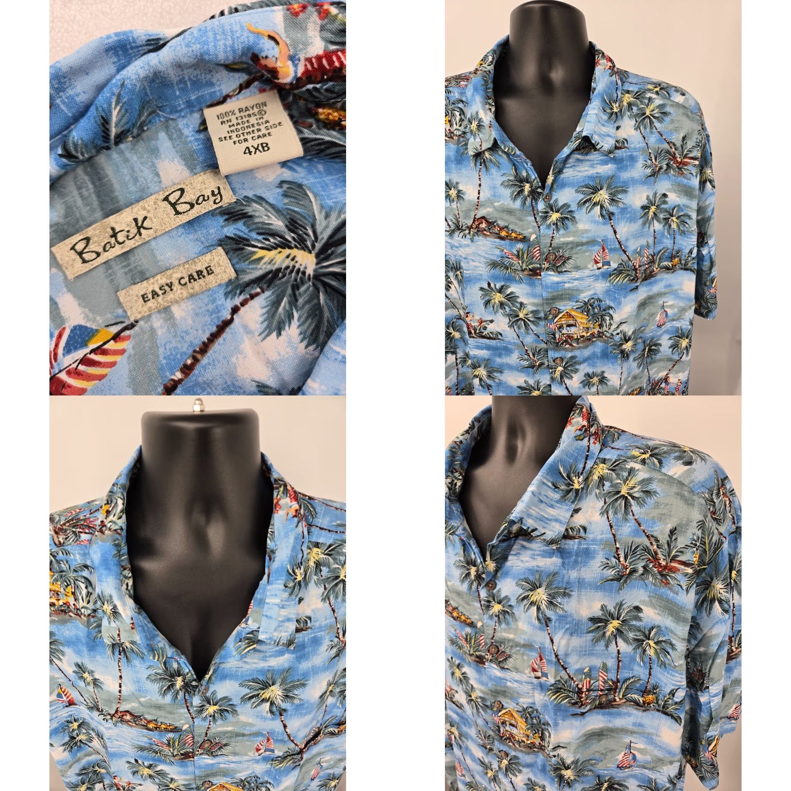 Vintage Batik Bay Hawaiian Shirt 4XB BIG Blue Floral Aloha Camp Lightweight Men Shirt Big & Tall Blue Floral Summer Holiday 90s Hawaii Mens Size US XXL / EU 58 / 5 - 8 Thumbnail
