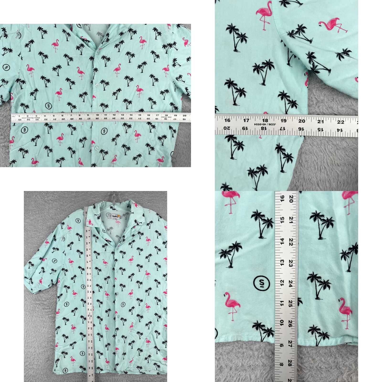 Vintage Select Shirt Mens Medium Blue Hawaiian Flamingo Palm AOP Rayon Button-Up Floral Resort Luau Aloha Size US M / EU 48-50 / 2 - 8 Thumbnail