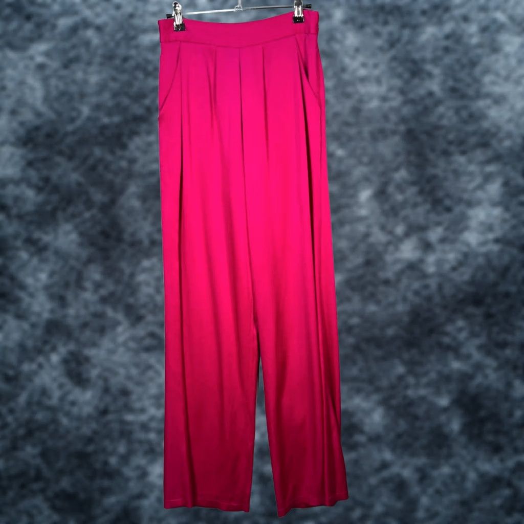 Ramy Brook Ramy Brook Pants Women 0 Fuchsia High-Waisted Wide-Leg Triacetate Satin Size 25" / US 0 / IT 36 - 1 Thumbnail