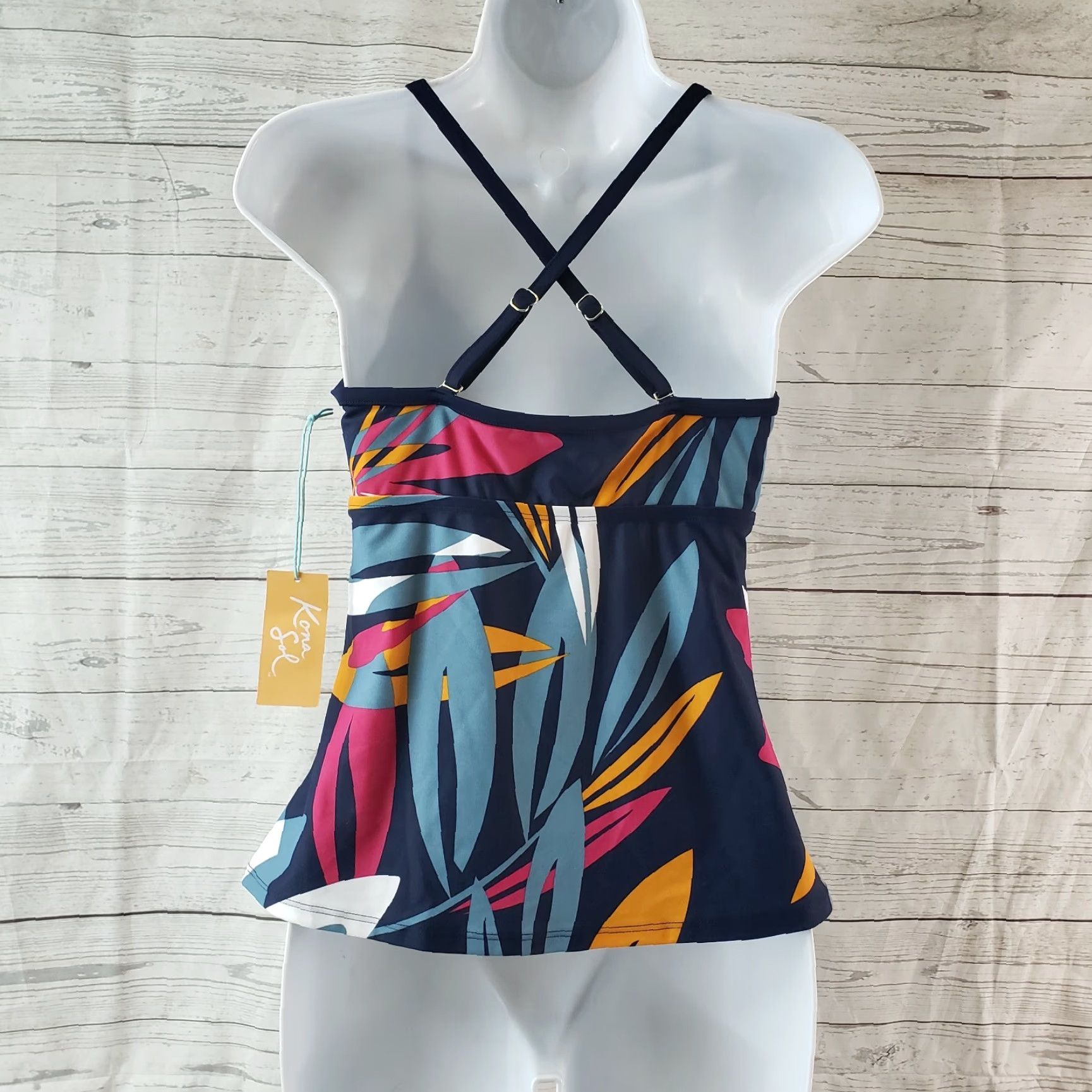 Vintage Kona Sol Tankini Top Womens Small Blue Pink Adjustable Straps Navy? Size S / US 4 / IT 40 - 4 Thumbnail
