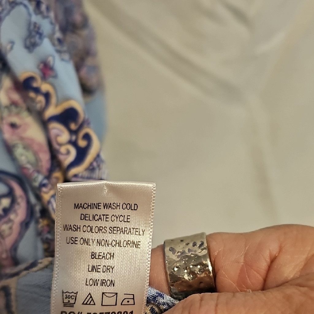 Other Roaman's Blue and Pink Paisley Blouse Size 4XL / US 24-26 - 9 Thumbnail