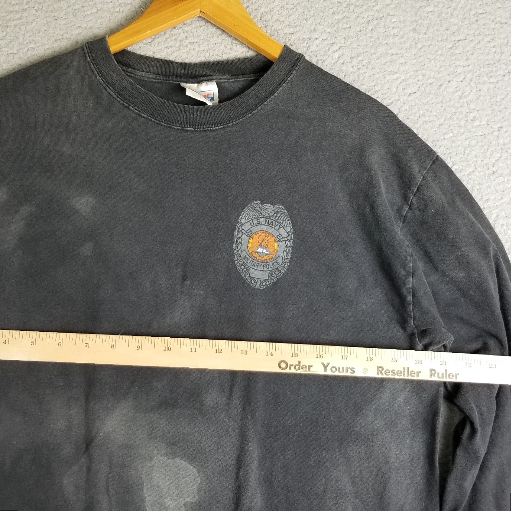 Vintage VINTAGE Police US Navy Grunge Shirt Adult Large Long Sleeve Black 90s Military Mens Size US L / EU 52-54 / 3 - 7 Thumbnail