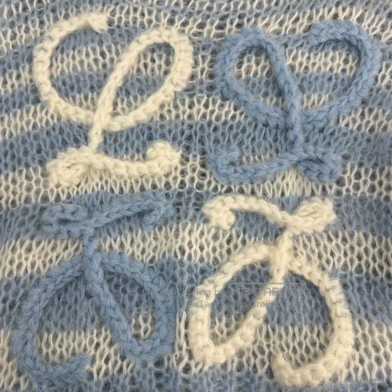 Loewe Loewe Navy Blue and White Striped Classic Big Logo Mohair Size XS / US 0-2 / IT 36-38 - 7 Thumbnail