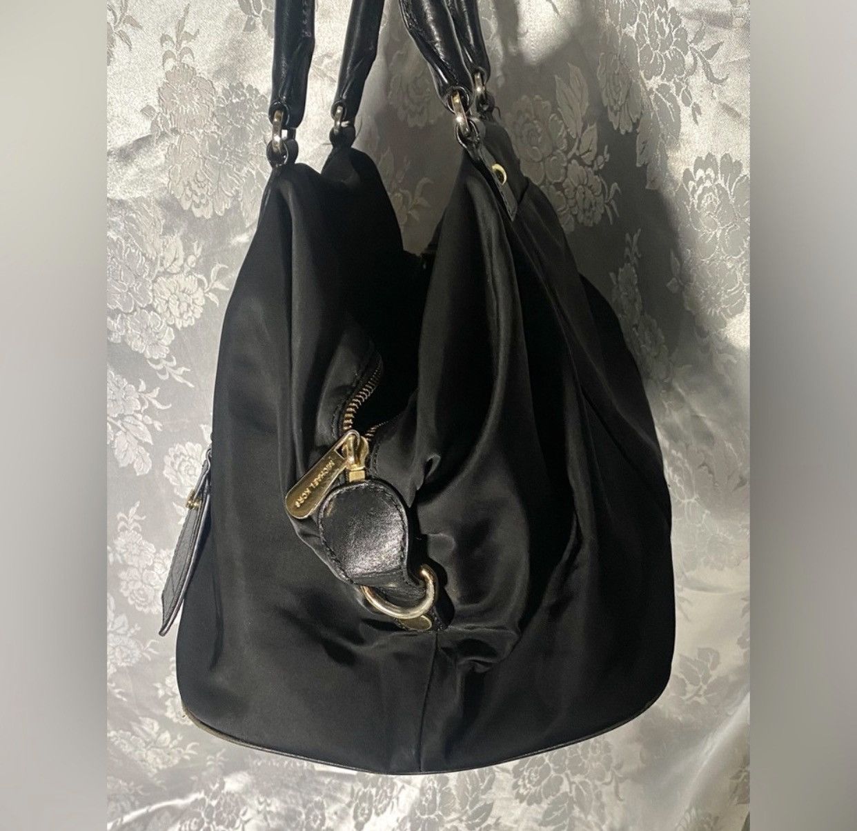 Michael Kors Michael Kors Black Nylon Satchel Tote Bag Gold Hardware Size ONE SIZE - 3 Thumbnail