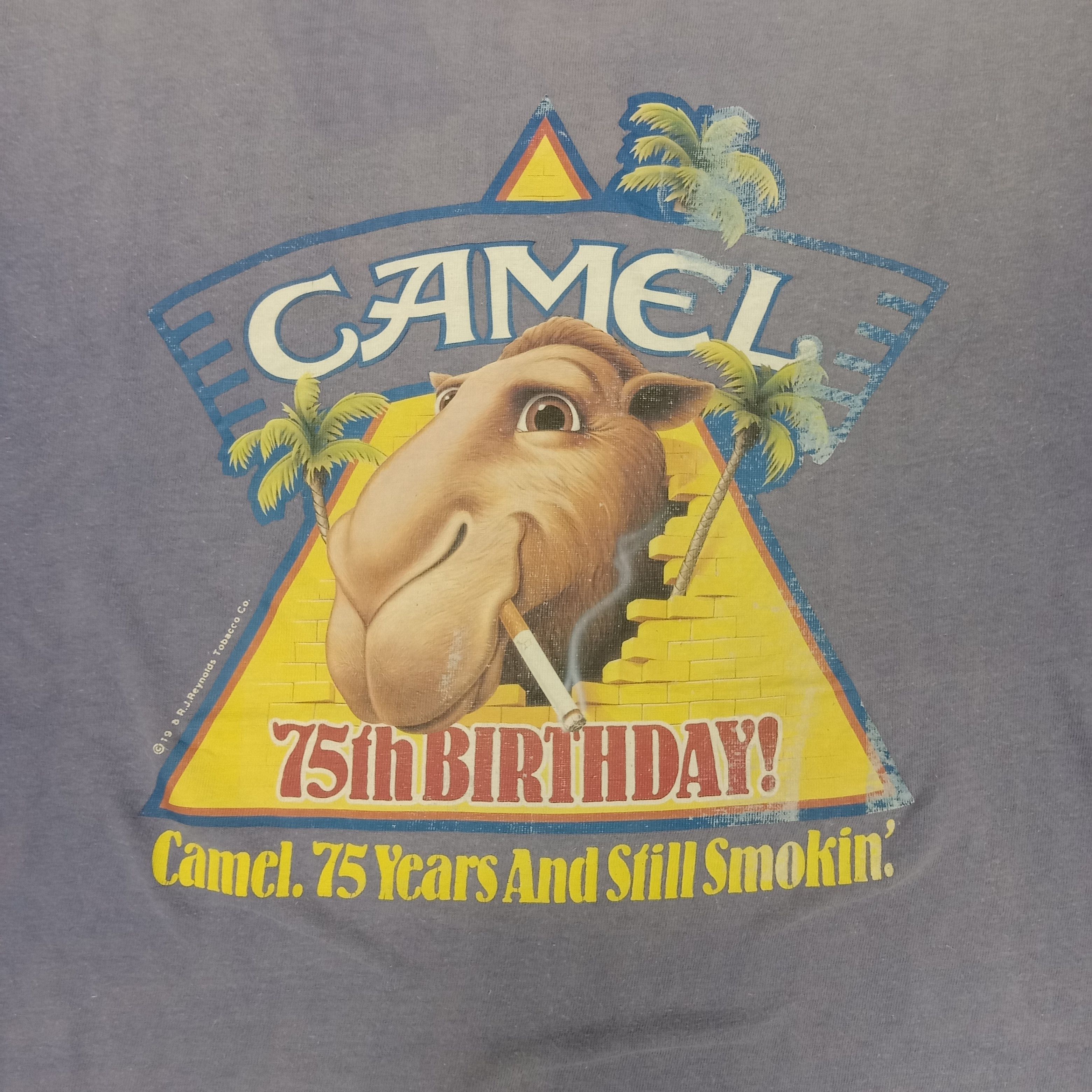 Camel × Vintage 90's CAMEL 75 Years And Still Smokin Tshirt Size US L / EU 52-54 / 3 - 2 Thumbnail