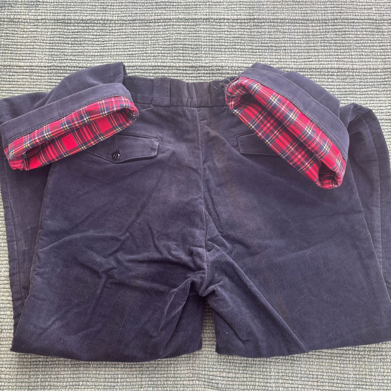 Vintage 1970s flannel lined blue corduroy straight leg trousers Size US 34 / EU 50 - 1 Thumbnail