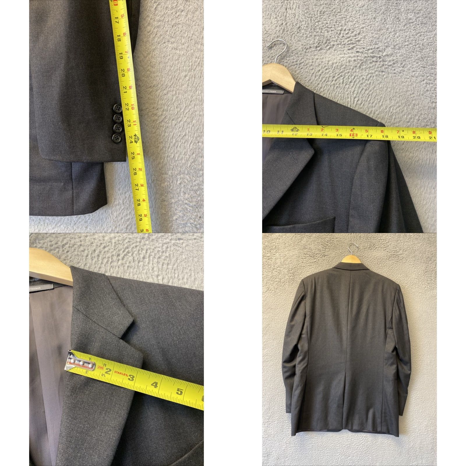 Vintage VINTAGE Hickey Freeman Wool Suit Jacket/Coat Size 40R Gray 3-Button Men’s 2 Piece 3-Button Front Regular Inseam 30" Mens Size 40R - 8 Thumbnail