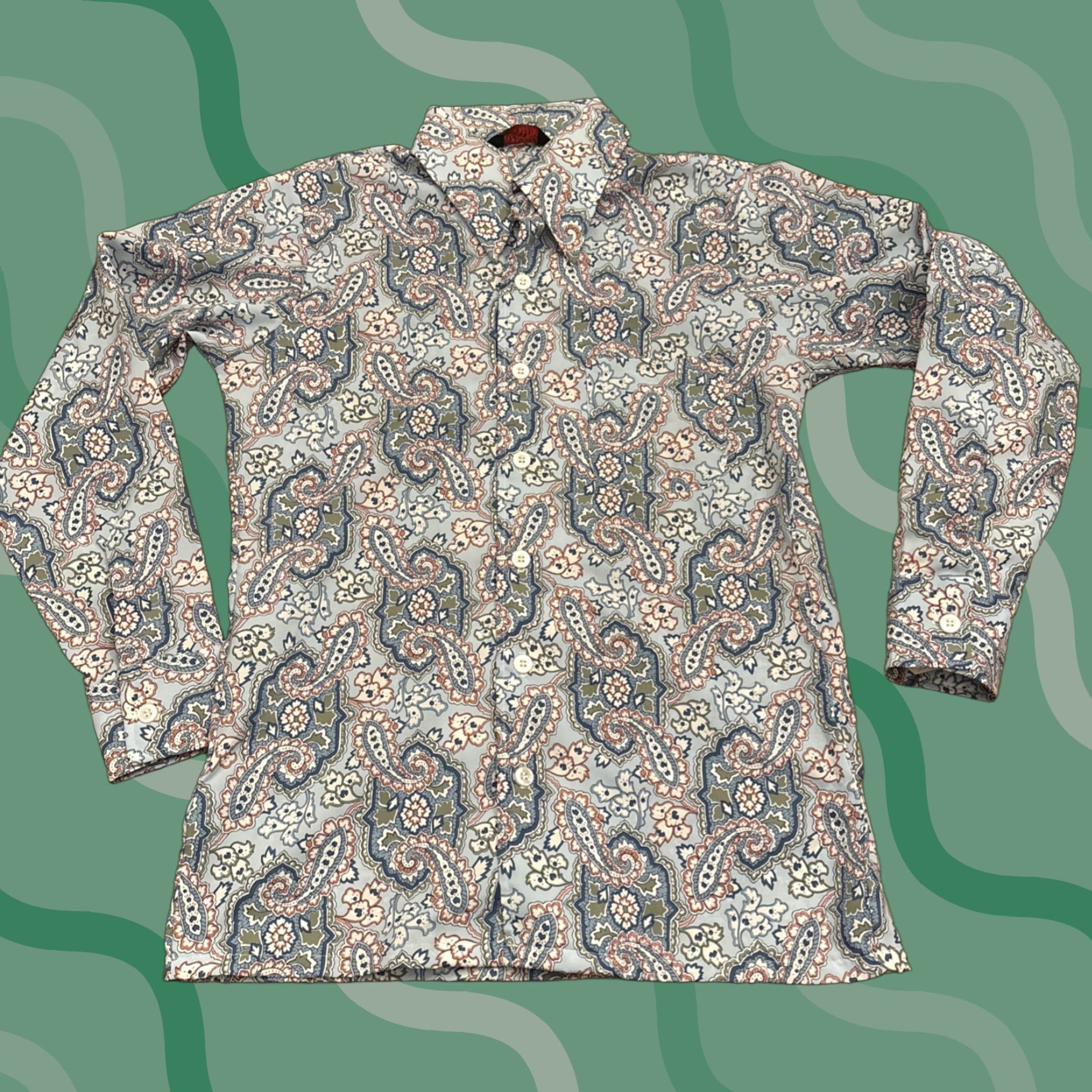 Vintage Jaymar Vintage Button-Up Long Sleeve Dress Shirt Medium Paisley 1970s Disco Size 40R - 1 Thumbnail
