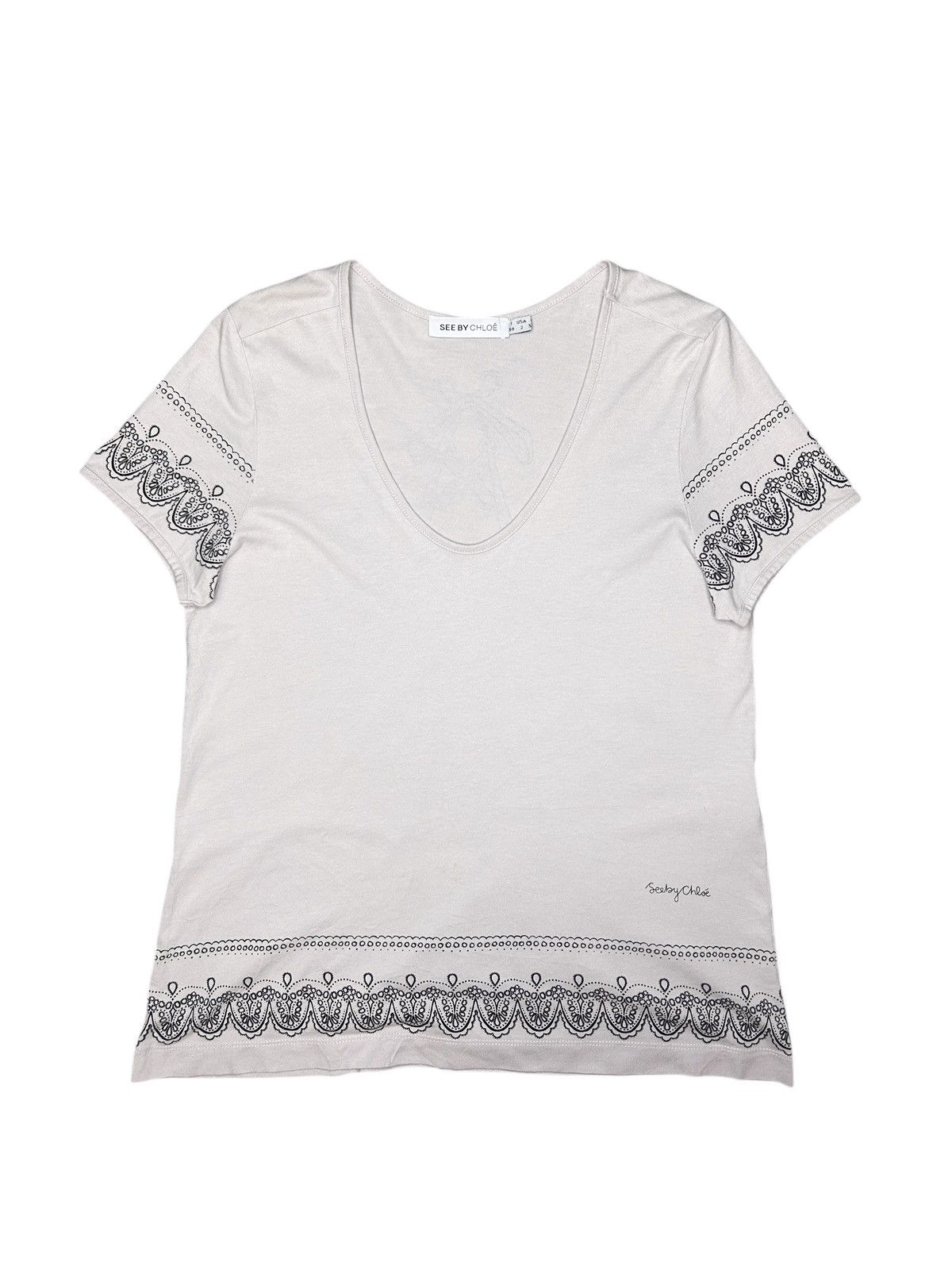Chloe 00s Lace Print T-Shirt Size XS / US 0-2 / IT 36-38 - 2 Thumbnail