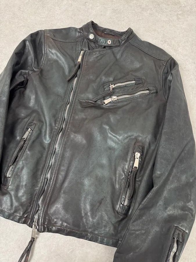 Dsquared2 SS2010 Dsquared2 Biker Asymmetrical Black Gren Leather Jacket Size US M / EU 48-50 / 2 - 4 Thumbnail