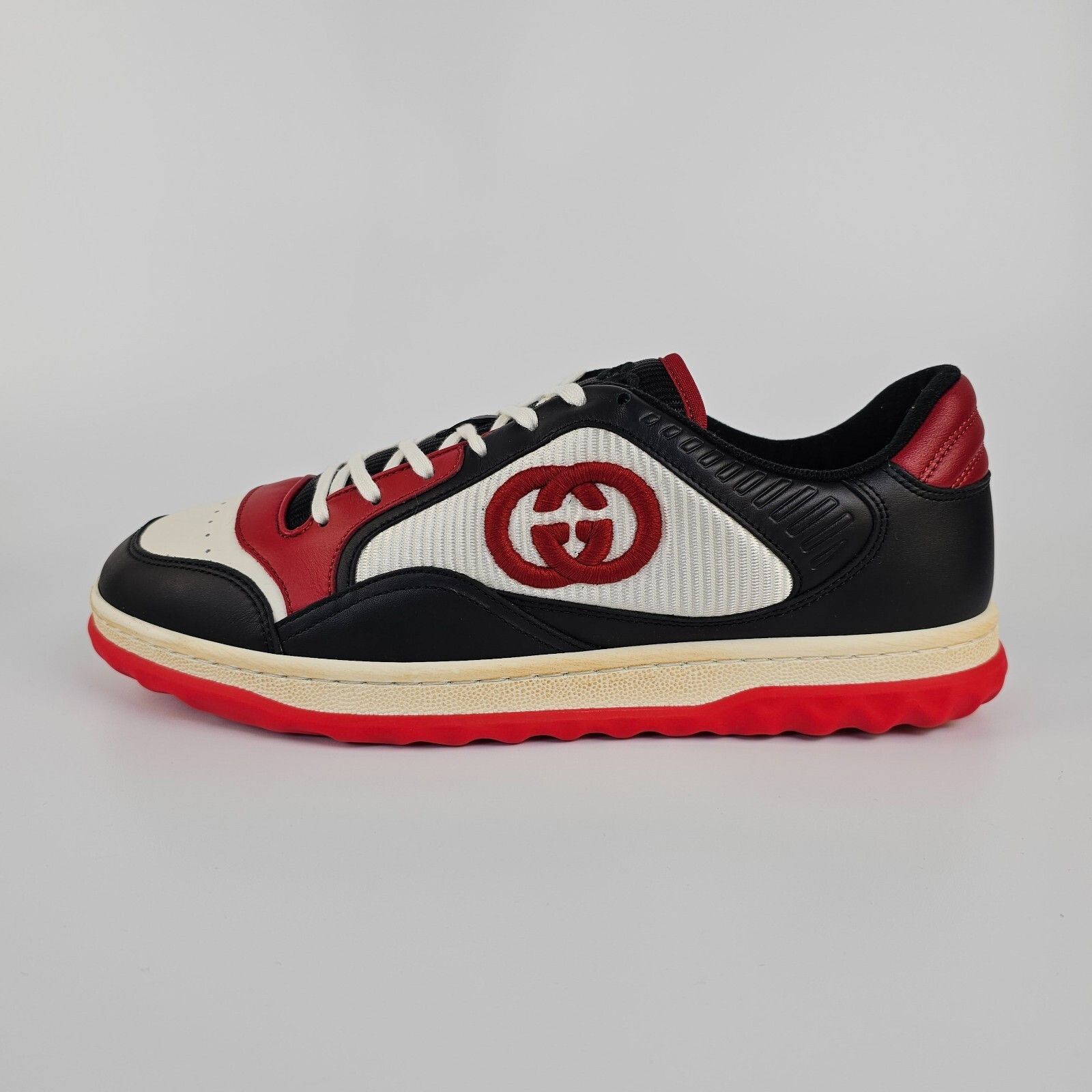 Gucci Mac80 Women's Black/Red Leather Low Top Sneakers New (