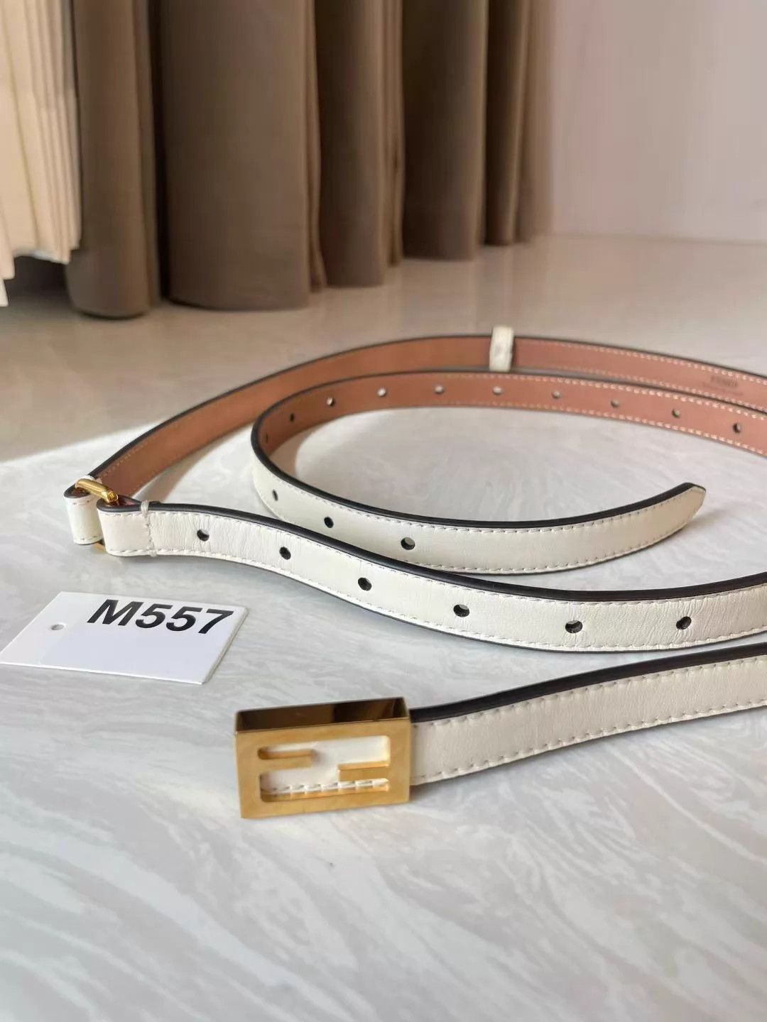 Fendi FENDI women's white leather FF studded belt Size ONE SIZE - 3 Thumbnail