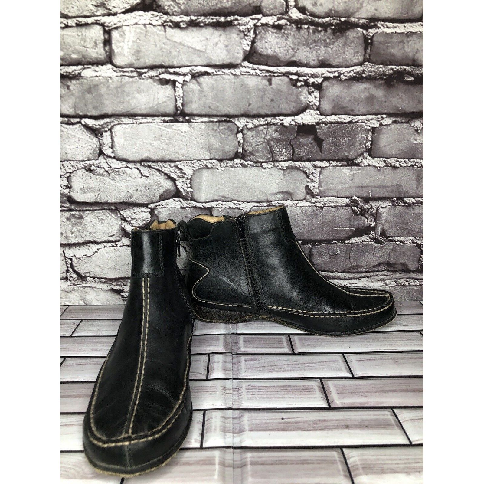 Hush Puppies Hush Puppies Black Leather Side Zip Casual Ankle Booties Wom Size US 8.5 / IT 38.5 - 11 Thumbnail