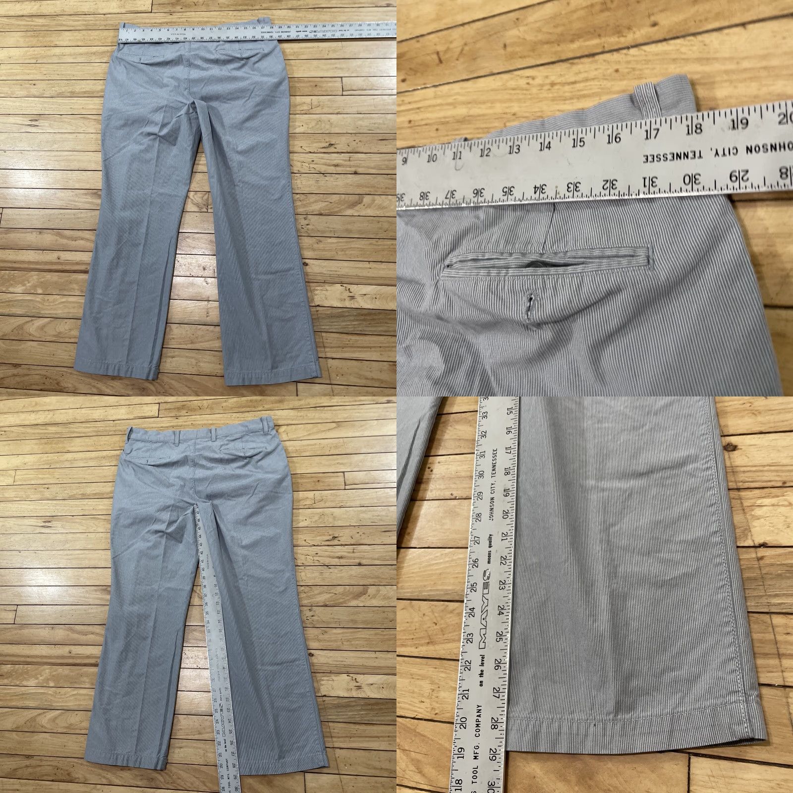 Gap GAP Pants Men 36x30 Pinstripe Chino Straight Blue White Light Navy Khakis Preppy USA Vintage Size US 36 / EU 52 - 8 Thumbnail